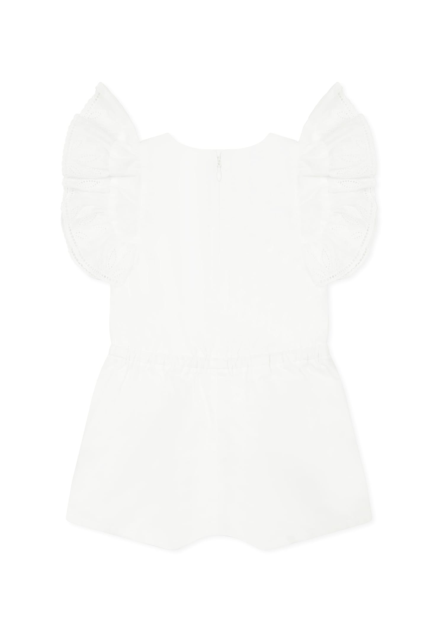 Shop Chloé White Romper For Baby Girl With Logo