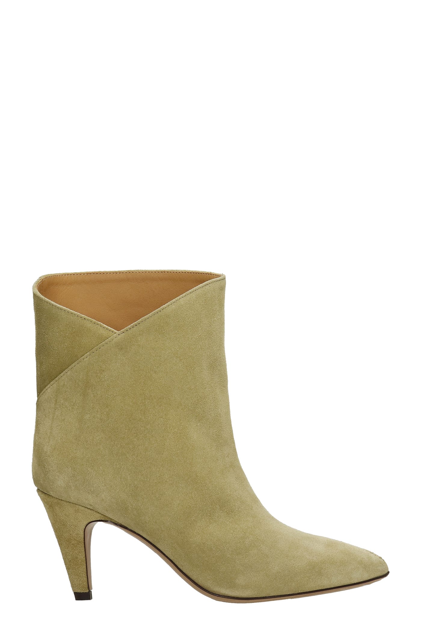 Isabel Marant Delf High Heels Ankle Boots In Beige Suede