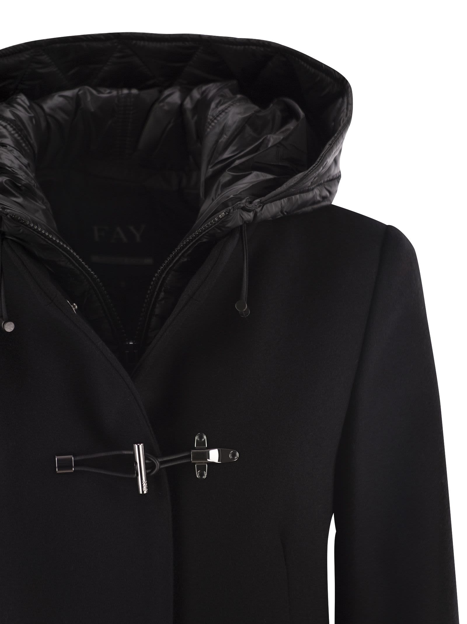 Shop Fay Quilted Hood Toggle Coat In Nero