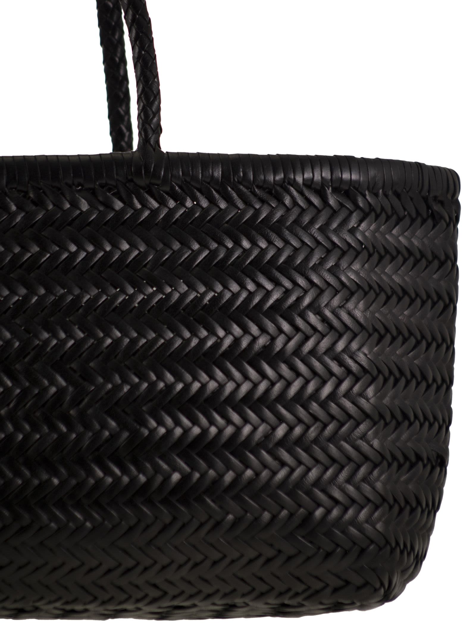 Dragon Diffusion Bamboo Triple Jump Big - Woven Leather Bag In Black
