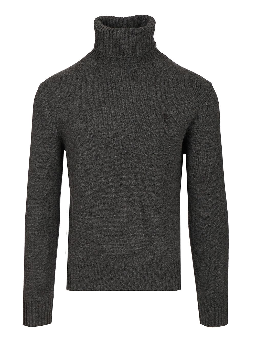Ami Alexandre Mattiussi Ami Paris Charcoal Cashmere Blend Sweater In Gray