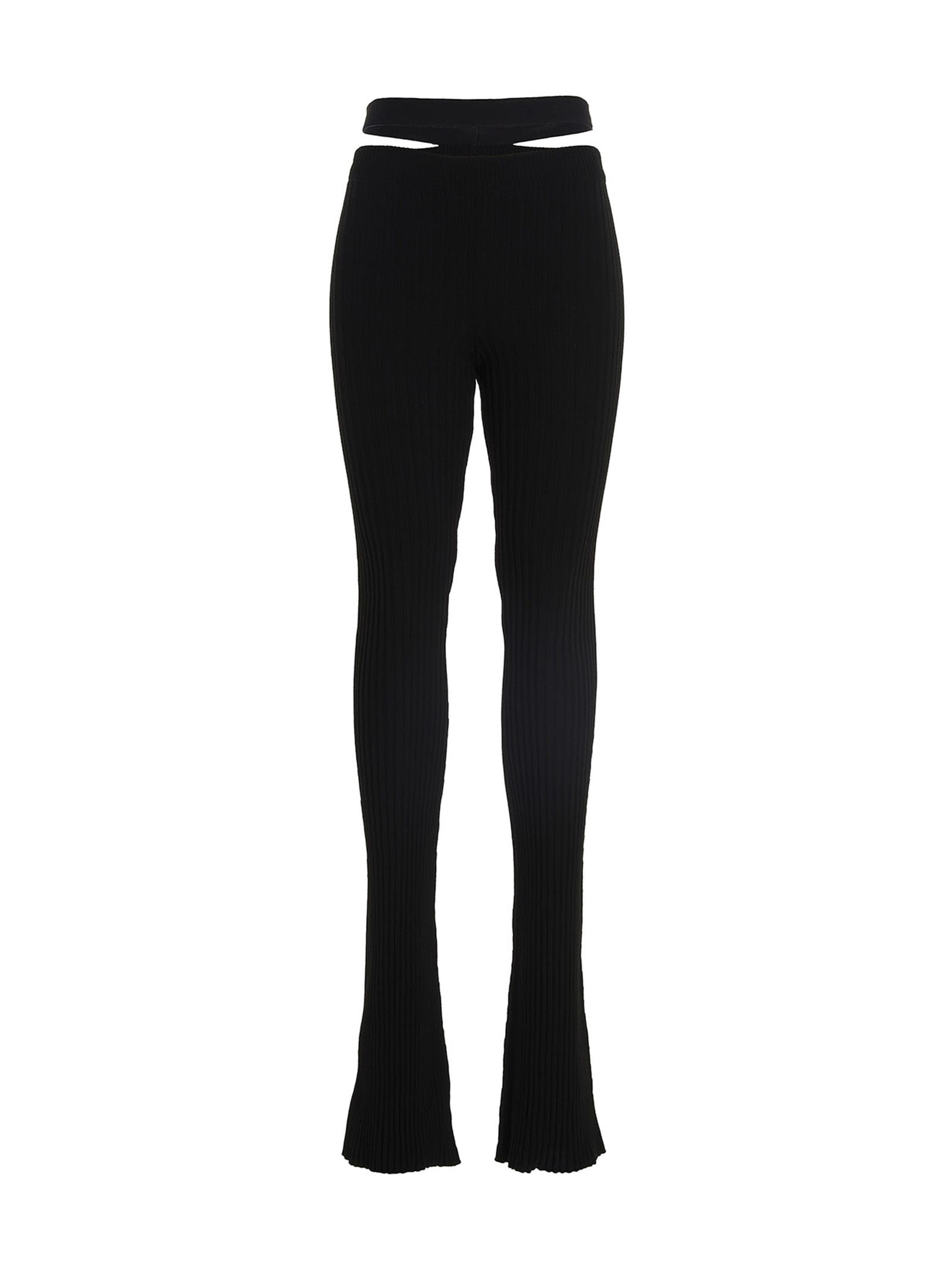 Shop Andreädamo Ribbed Flared Trousers In Black