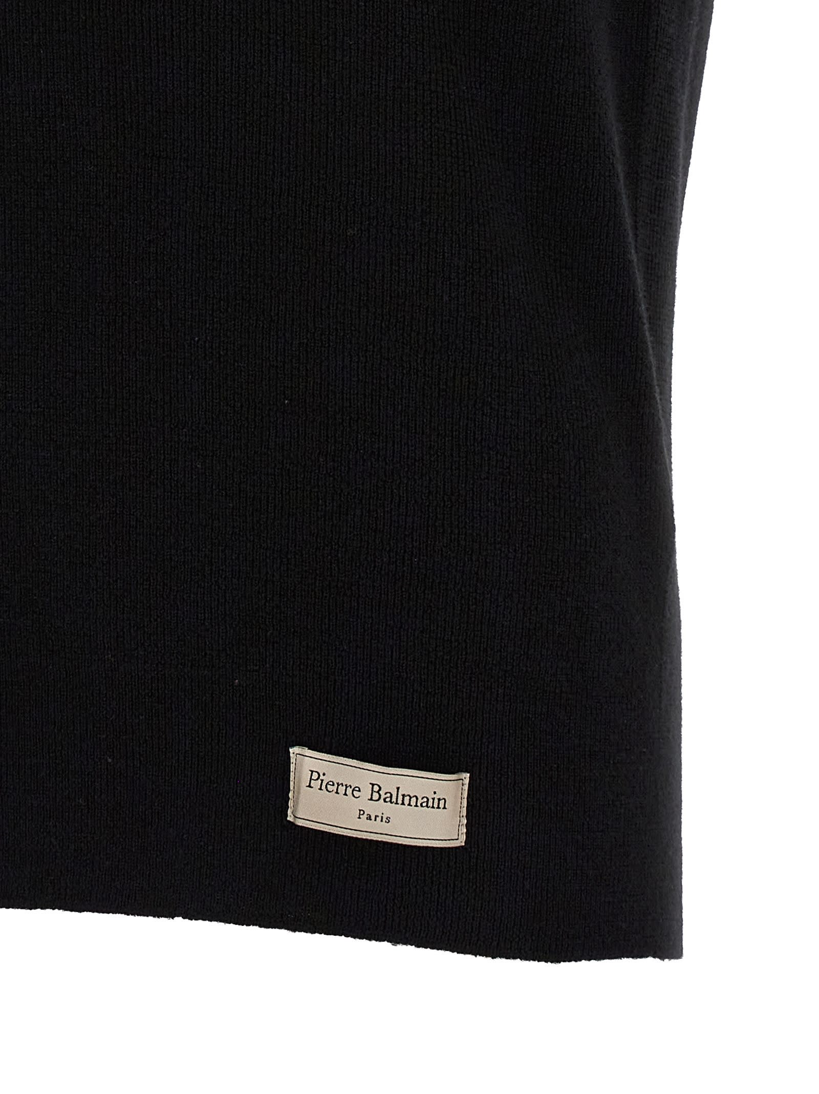 Balmain Short-sleeve Merino Polo Shirt In Black