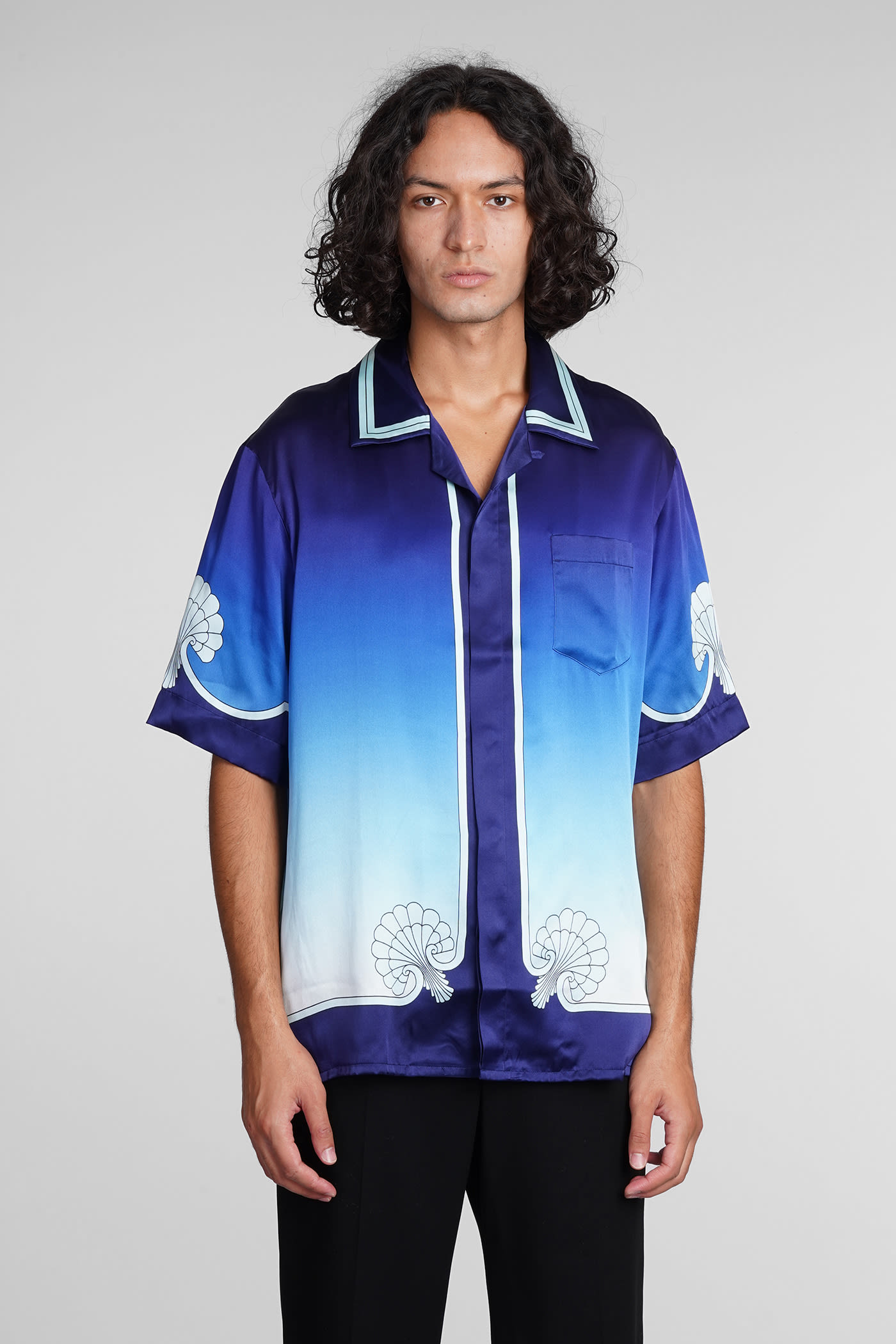 Casablanca Shirt In Blue Silk