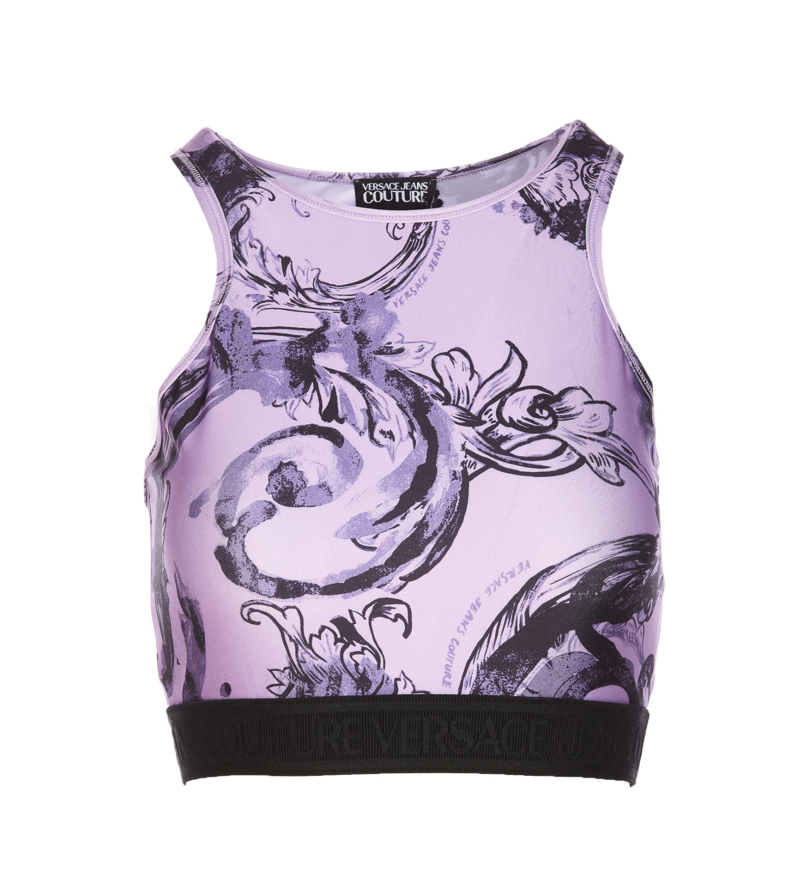 Shop Versace Jeans Couture Watercolour Couture Top In Purple