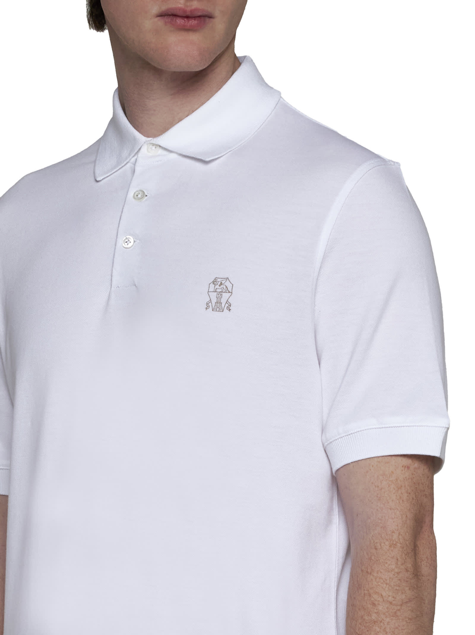 Shop Brunello Cucinelli Polo Shirt In Bianco Ottico Tp