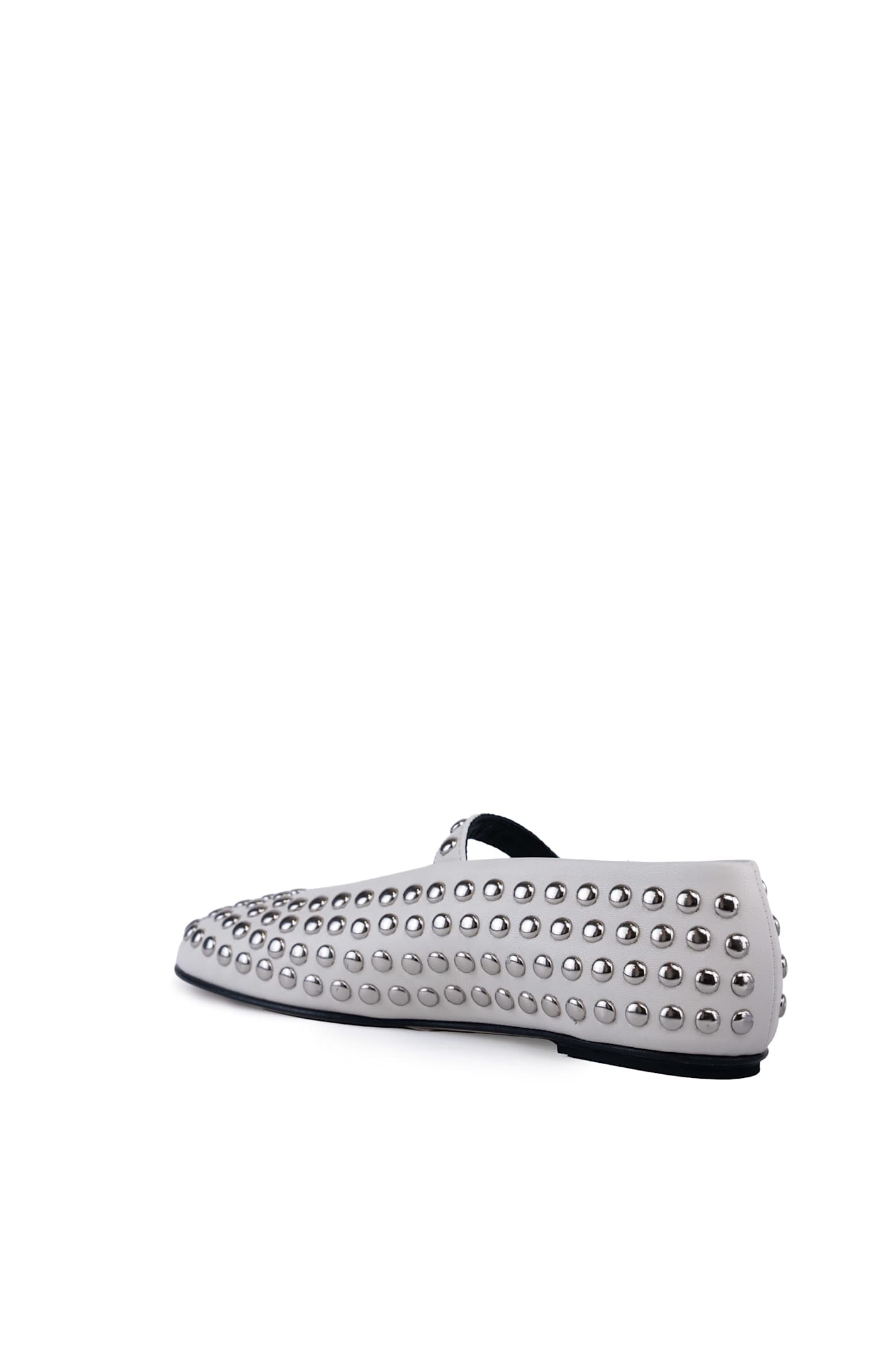 Liviana Conti Leather Ballet Flats With Studs In Ceramica