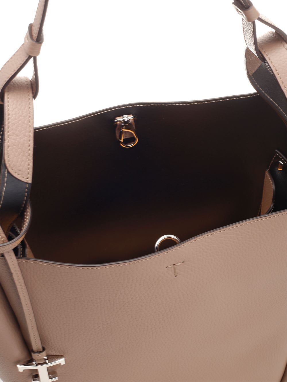 Shop Tod's Leather Bucket Bag In Beige