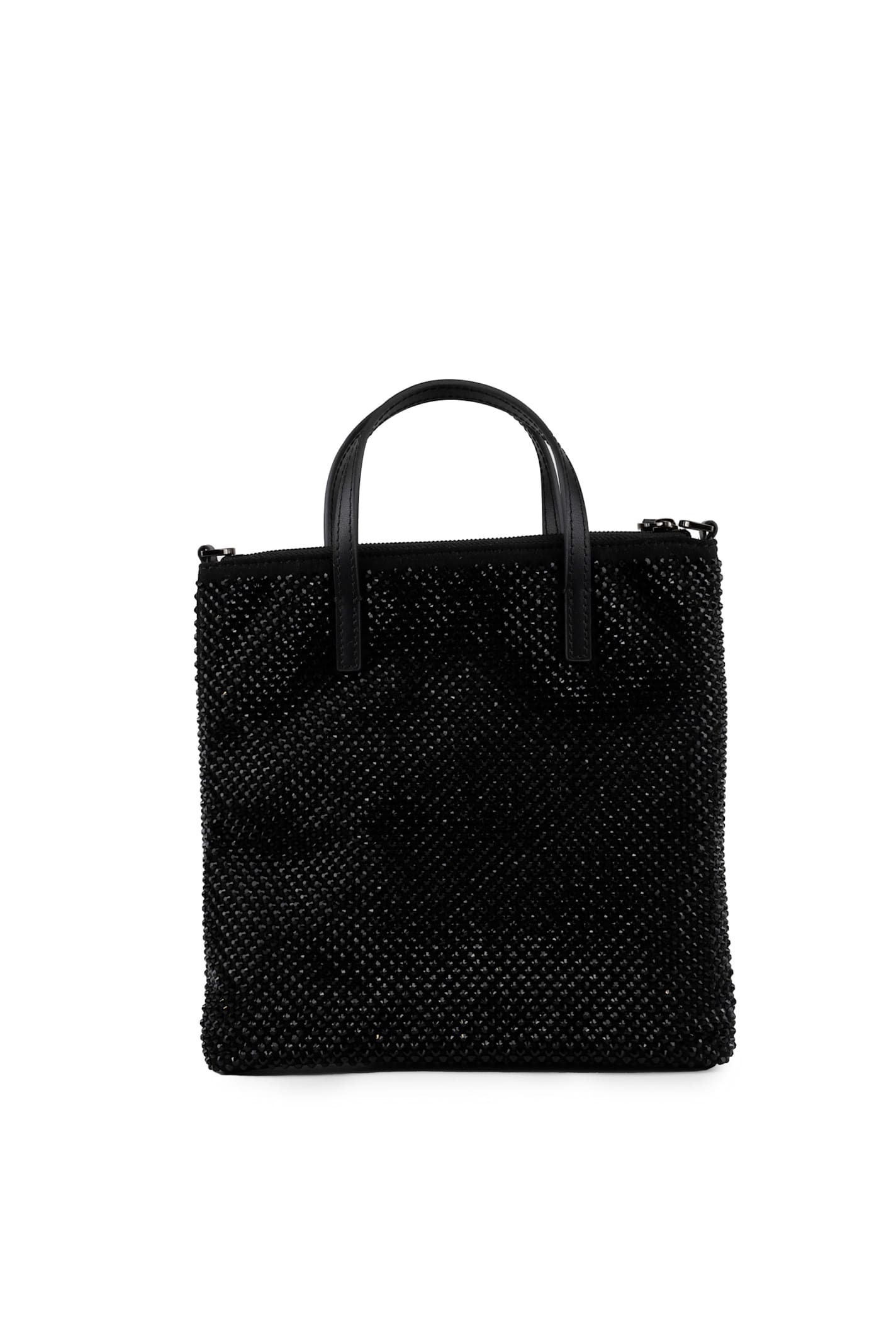 Shop Pinko Shopper Bag With Jewel Rhinestones In Nero