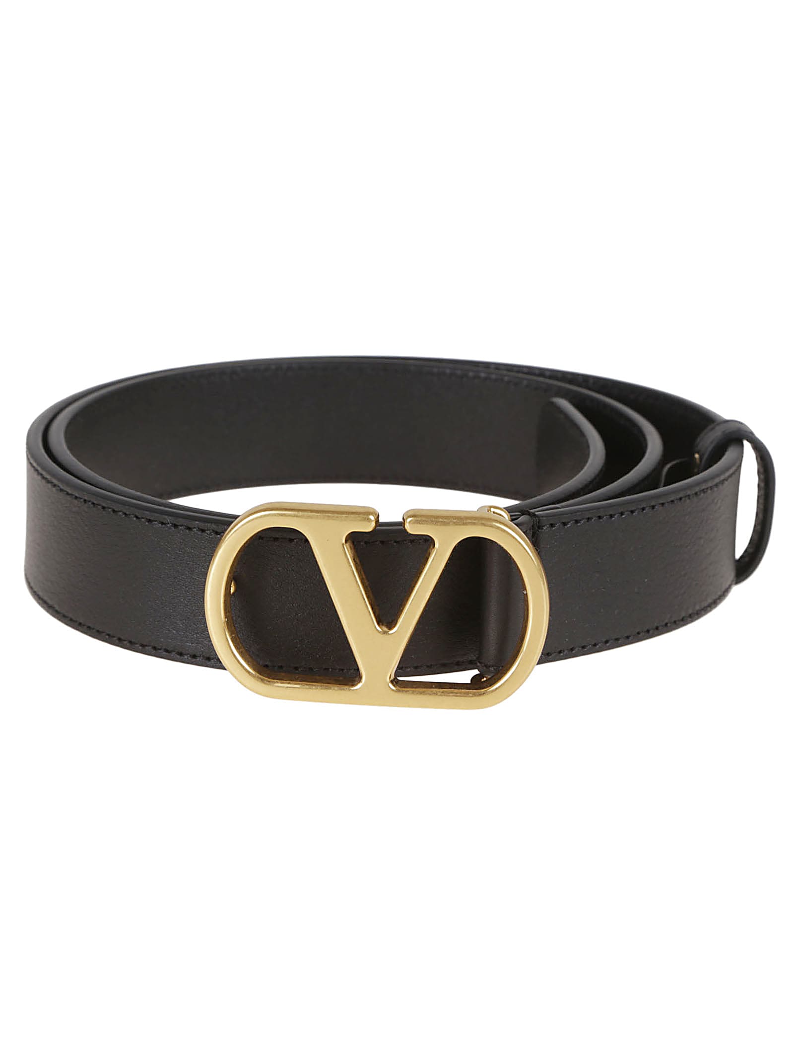 Valentino Garavani Vlogo Signature Leather Belt In Black