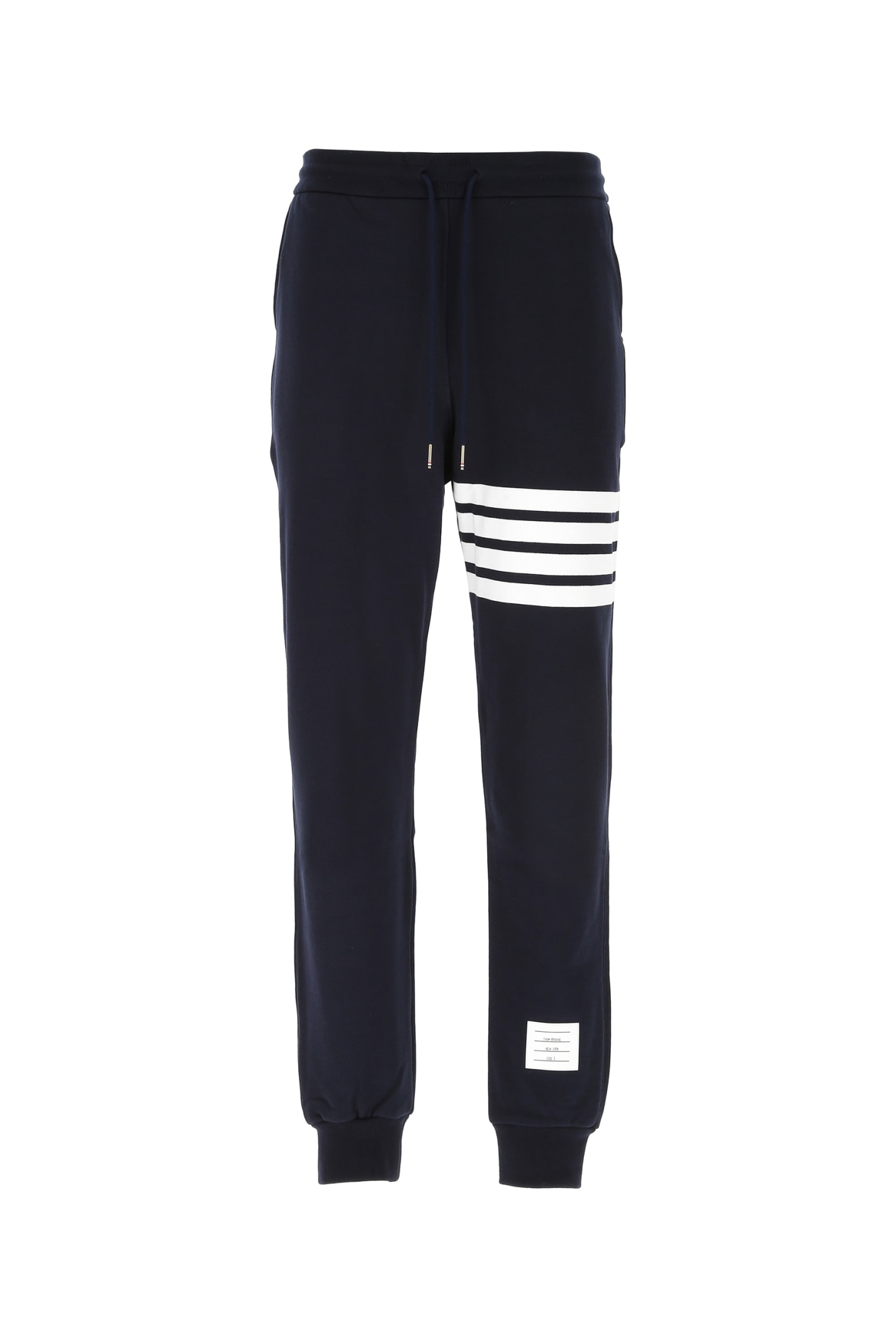 Shop Thom Browne Navy Blue Cotton Joggers In 461