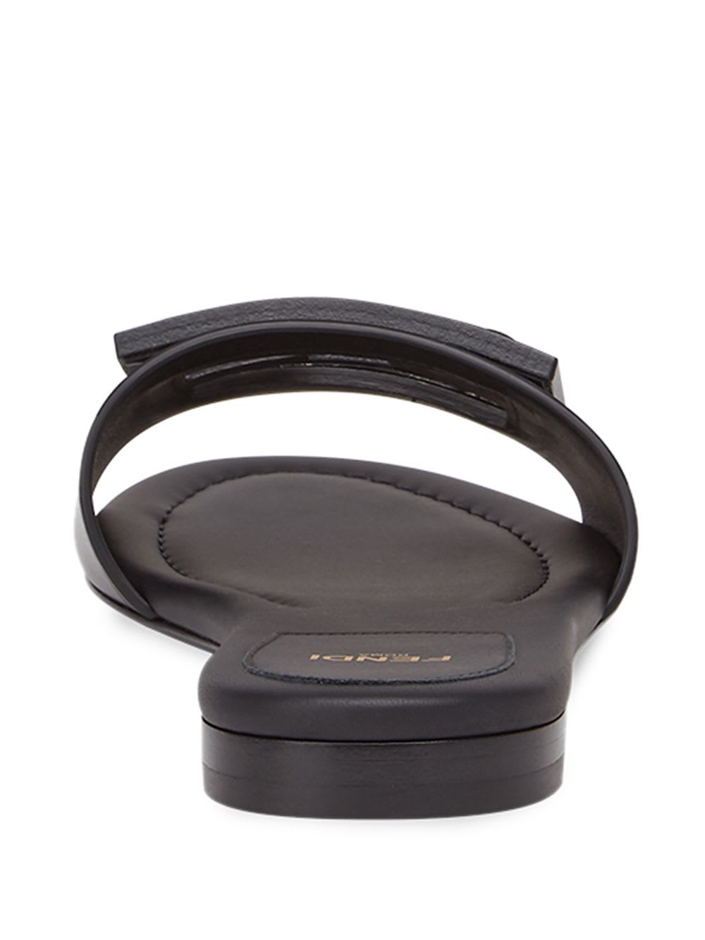 Fendi Wide-band Slide Sandals With Ff Baguette Motif In Blue