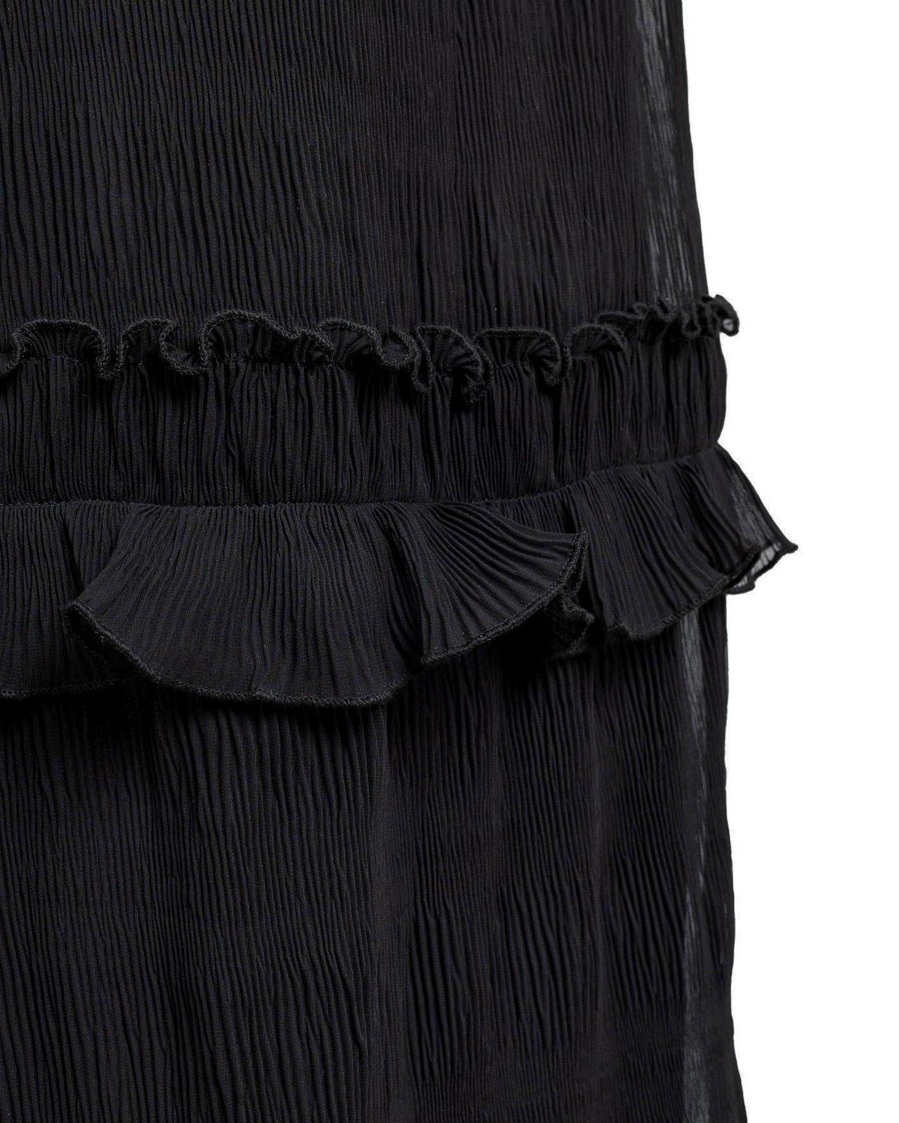 Shop Ganni Pleated Georgette Maxi Dress In Black