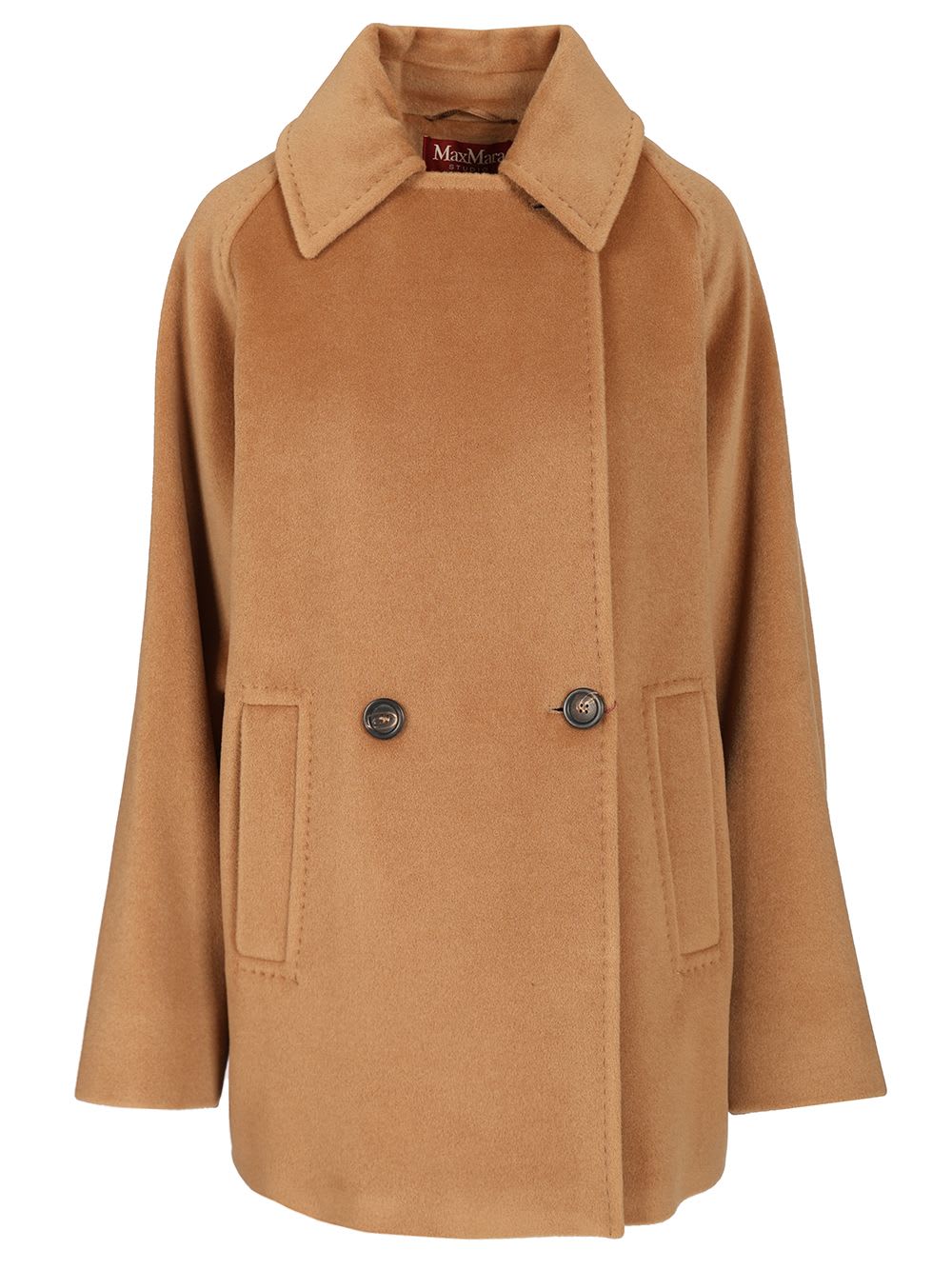 Max Mara Double-breasted Wool Pea Coat In Brown