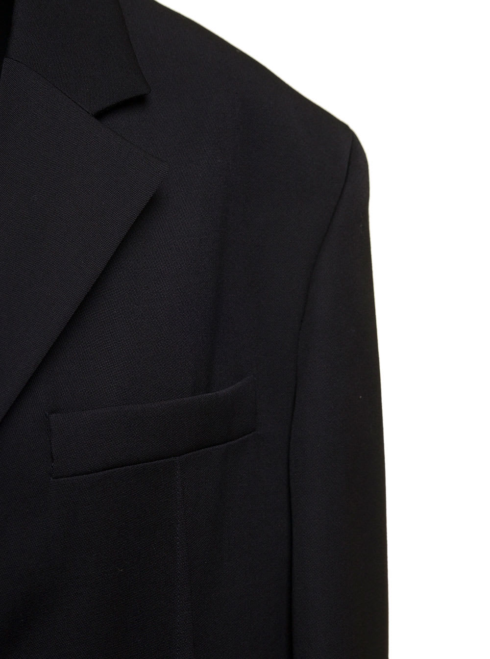 Shop Jacquemus La Veste Dhomme Black Single-breasrted Jacket With Welt Pockets In Wool Woman