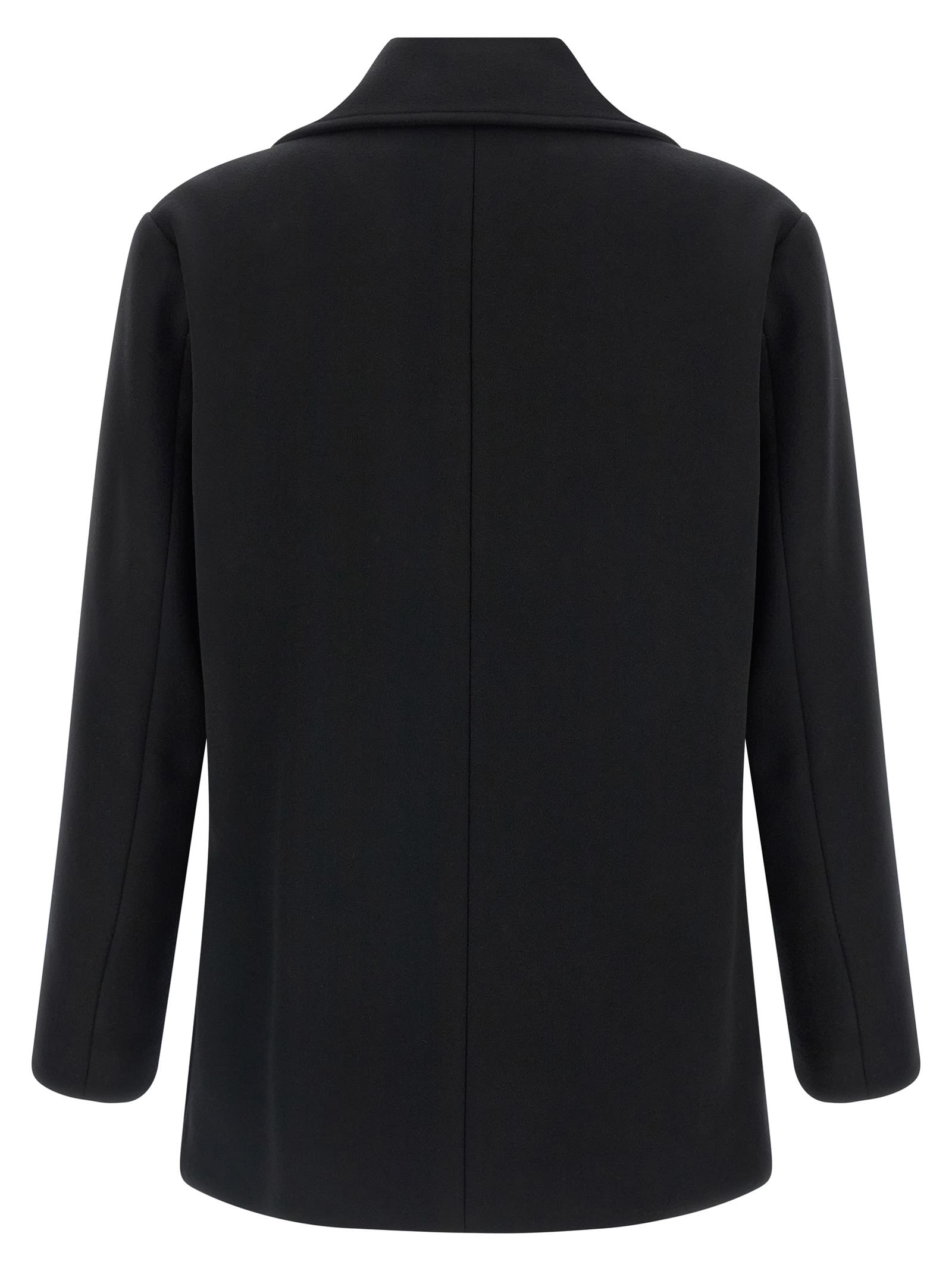 Herno Double-breasted Wool Coat Side Pockets In Black