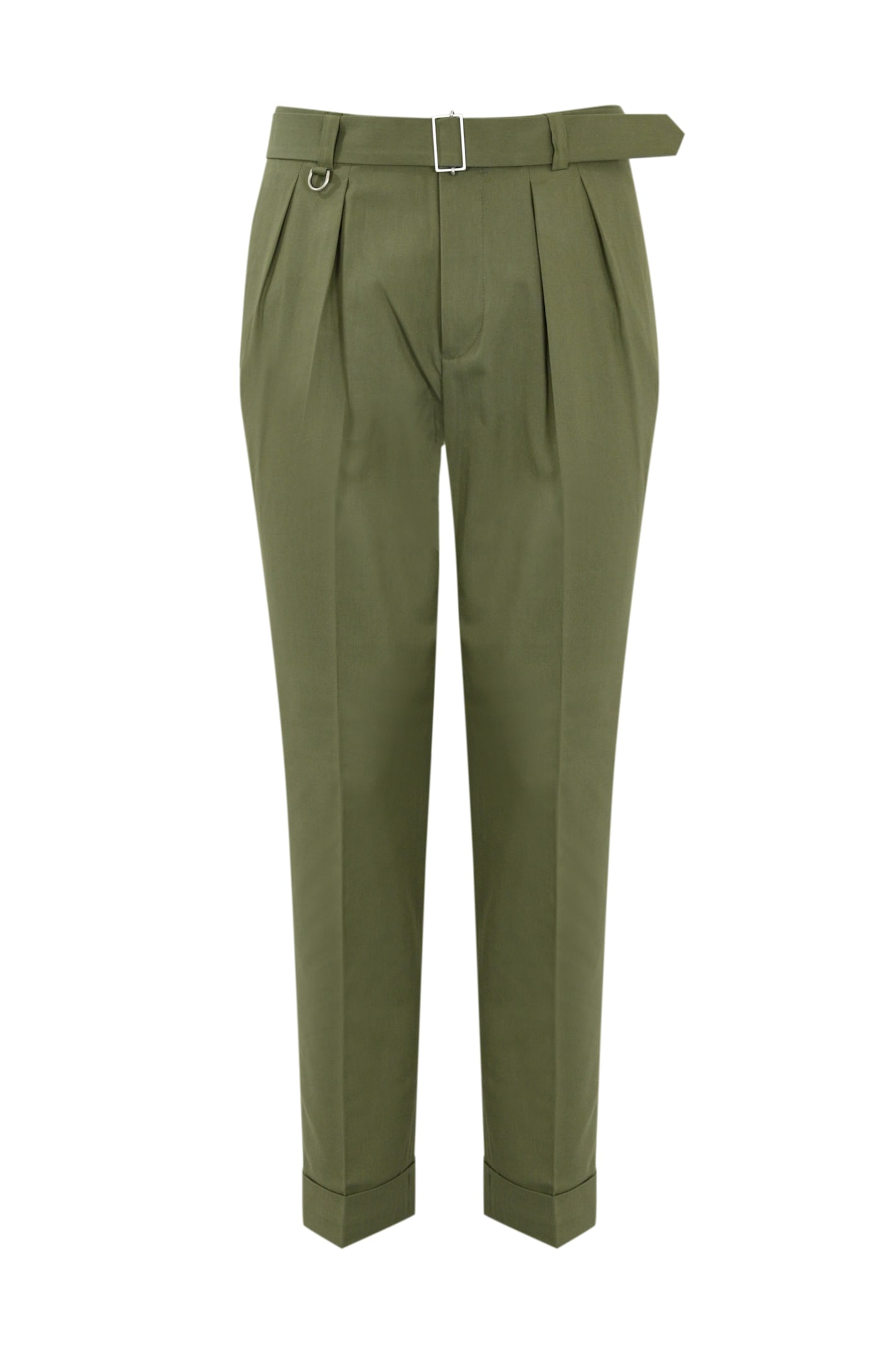 Cotton Blend Chino Trousers With Belt