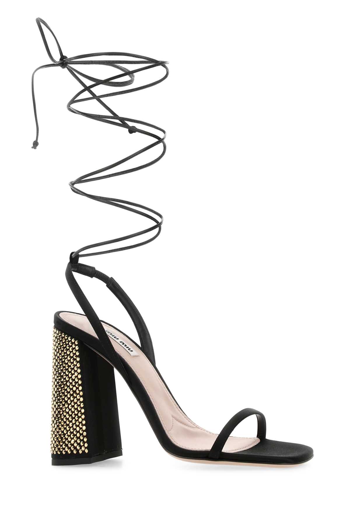 Miu Miu Black Ankle Tie-fastening Sandals In Multicolor