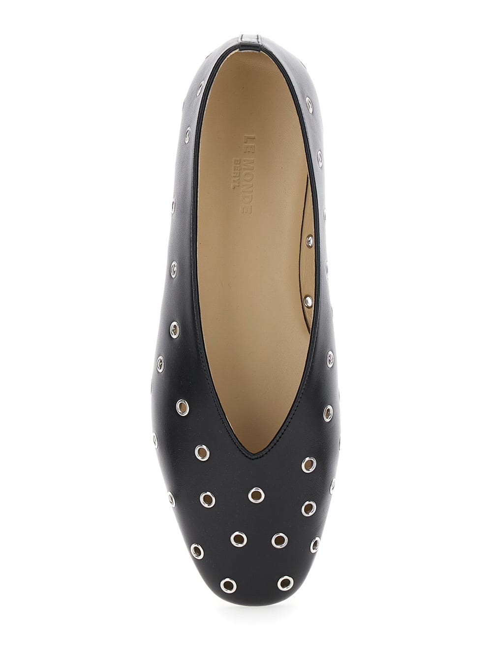 Shop Le Monde Beryl Regency Black Ballerinas With Eyelets In Leather Woman