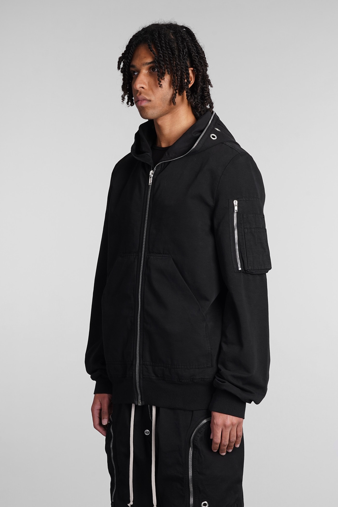 Drkshdw Men Gimp Flight Bomber Lyocell Jacket In Black