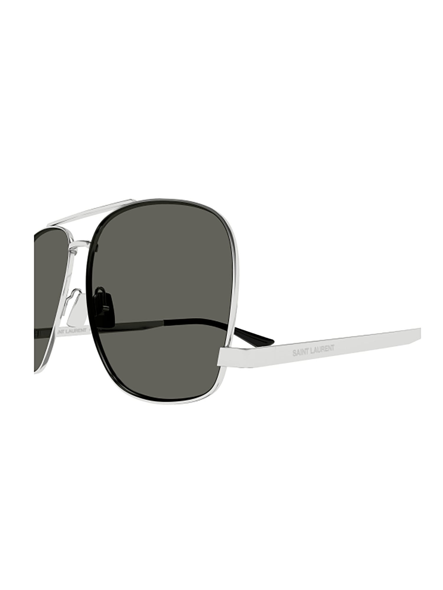 Shop Saint Laurent Sl 653 Leon Sunglasses In Silver Silver Grey