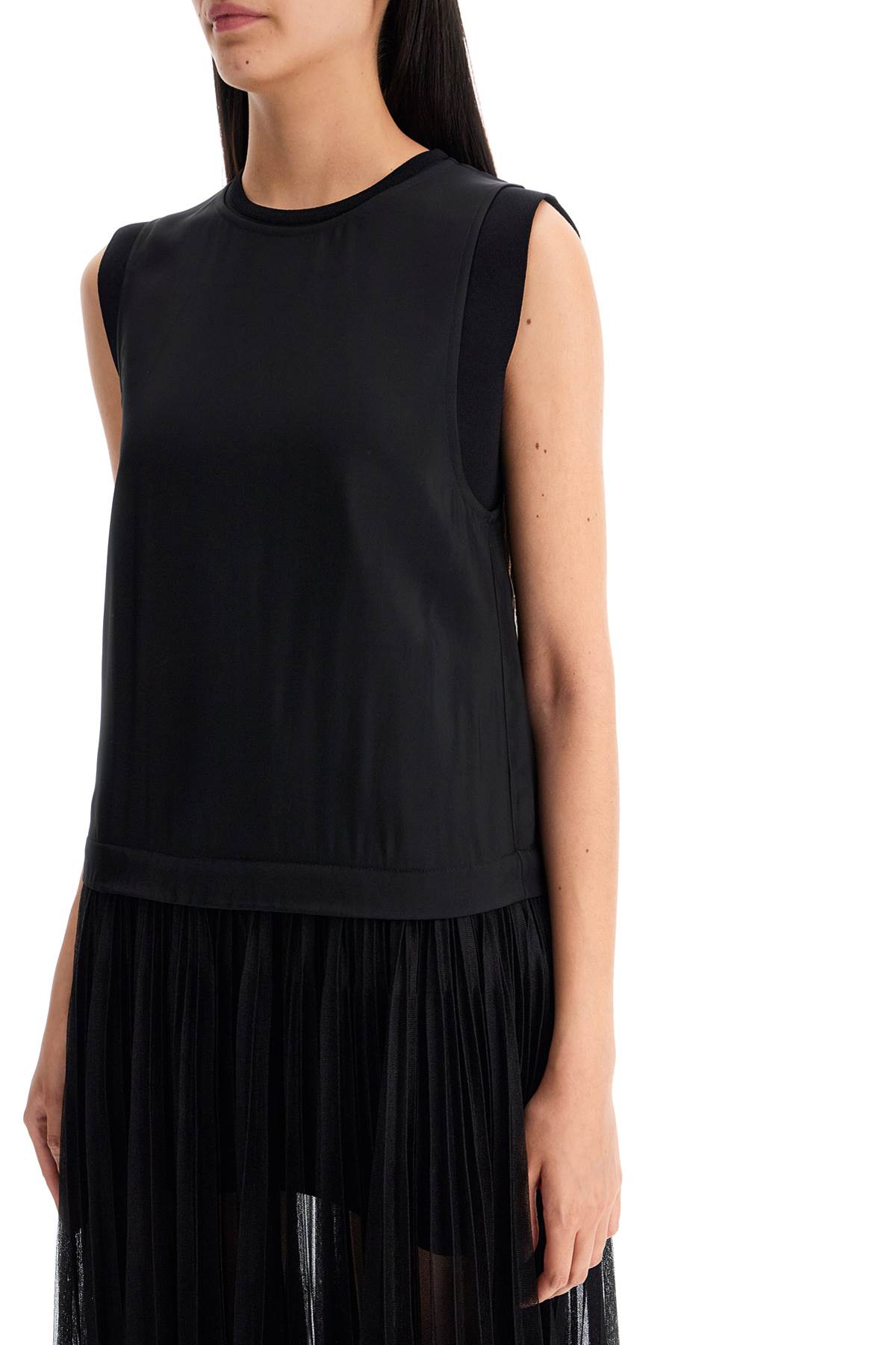 Shop Jil Sander Layered Dress With Pleated Skirt In Black (black)