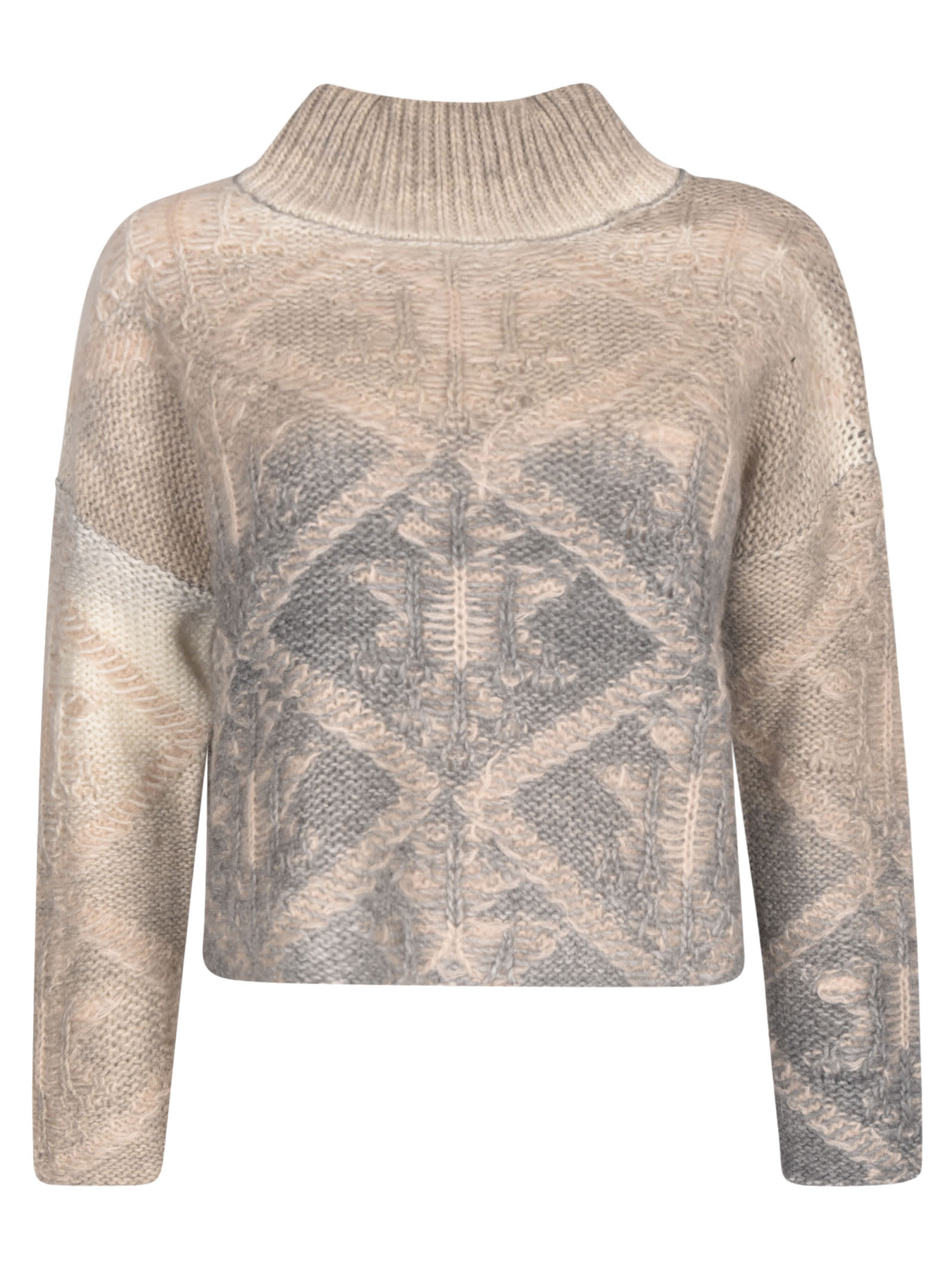 Dondup High-neck Patterned Woven Sweater
