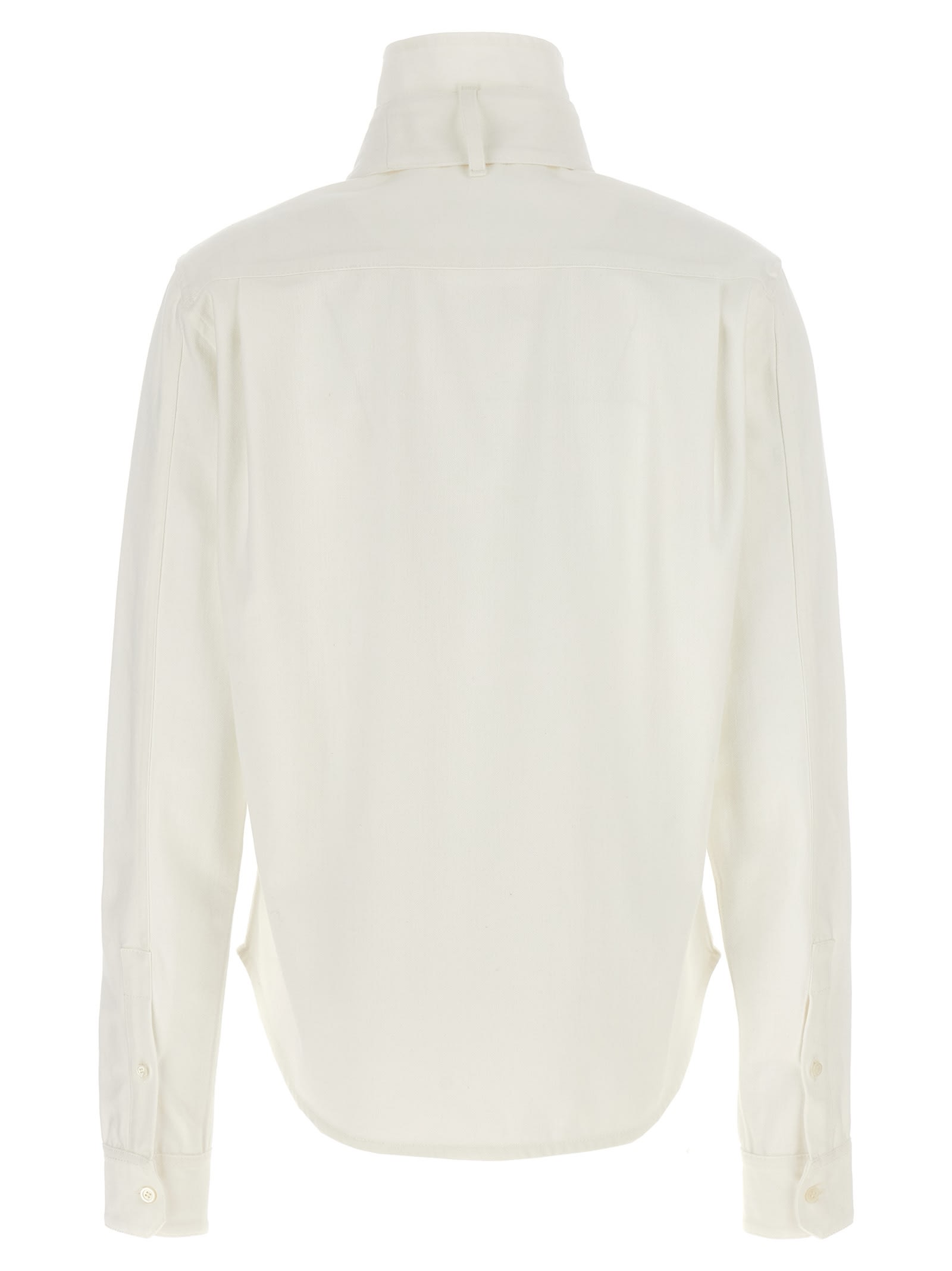 Shop Loewe Denim Bow Shirt In White