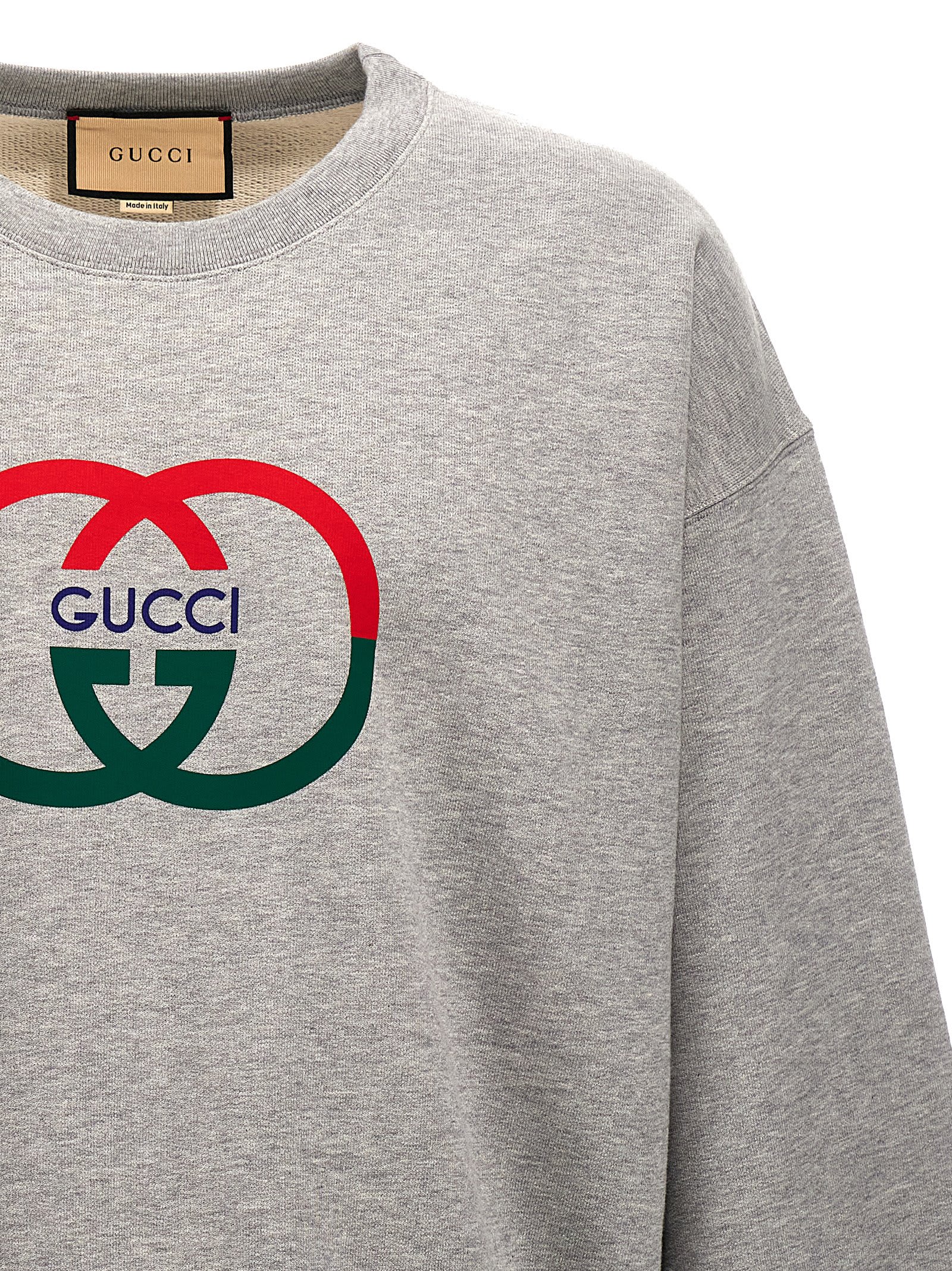 Shop Gucci Logo Print Sweatshirt In Gray