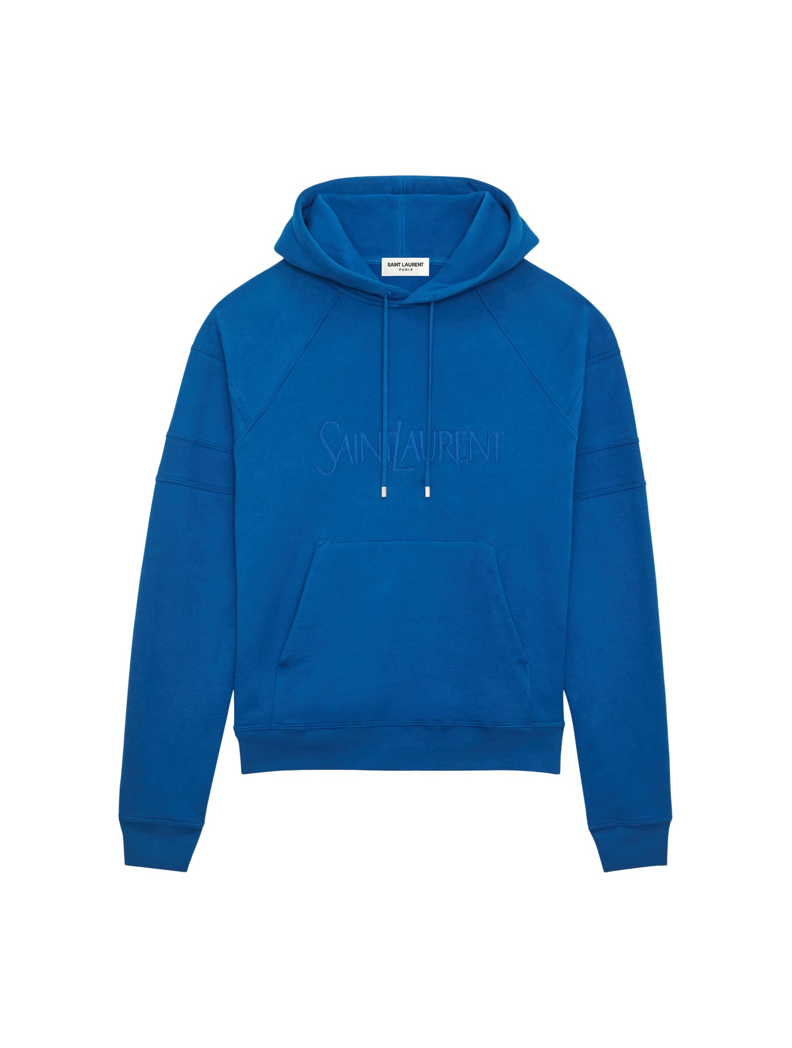 Shop Saint Laurent Embroidered Hoodie In Bleu