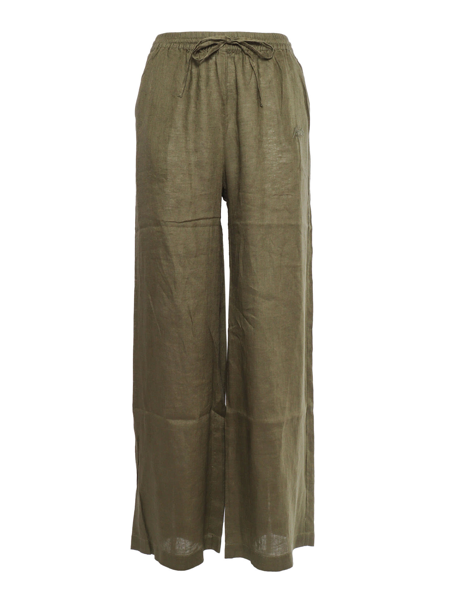 P.a.r.o.s.h . Wide-leg Pants With Relaxed Fit And Adjustable Waistband In Green
