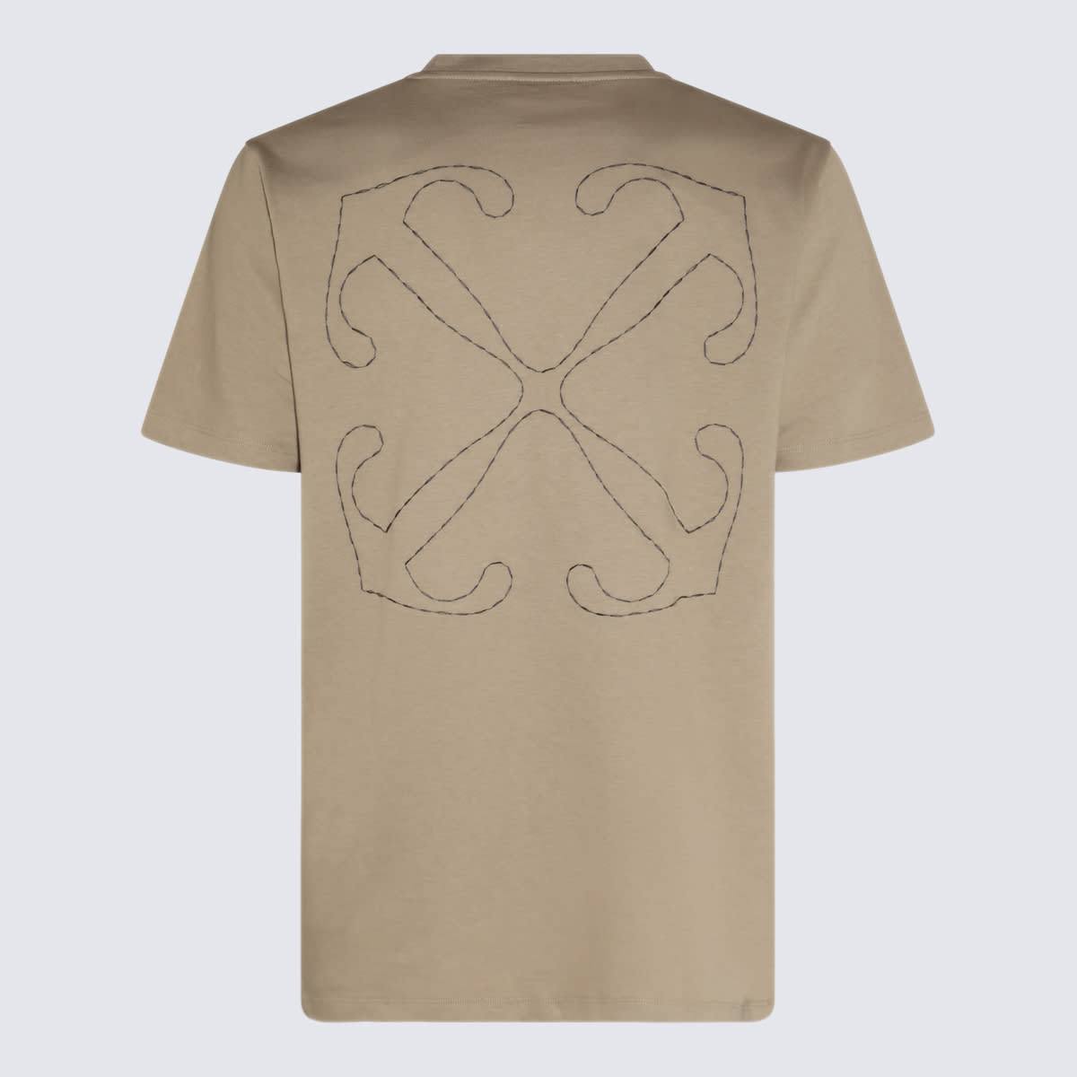 Shop Off-white Beige And Black Cotton T-shirt In Brown