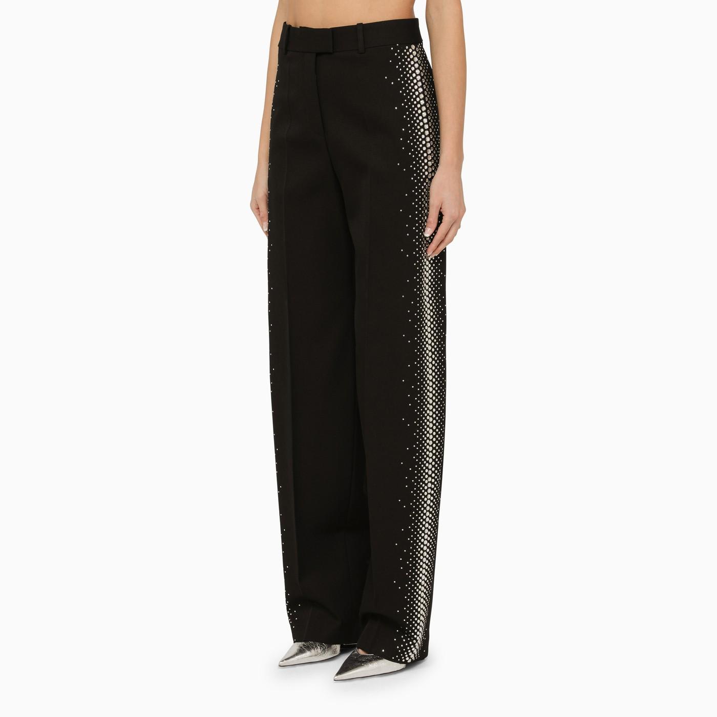 Shop Attico Black Wool Jagger Trousers With Thermostrass