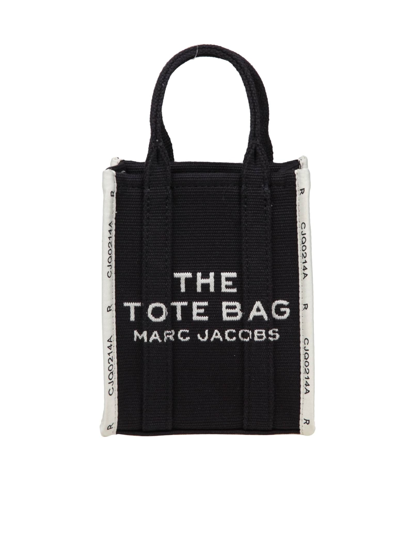 The Phone Tote In Black Jaquard Fabric