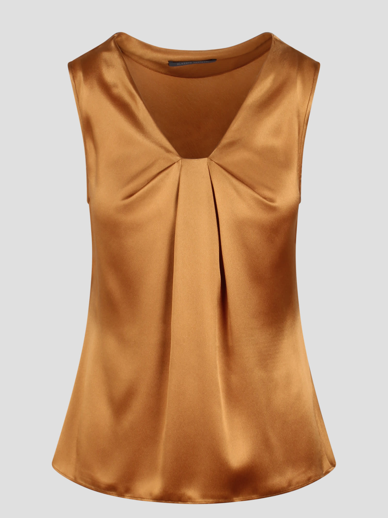 Shop Alberta Ferretti Satin Top In Brown