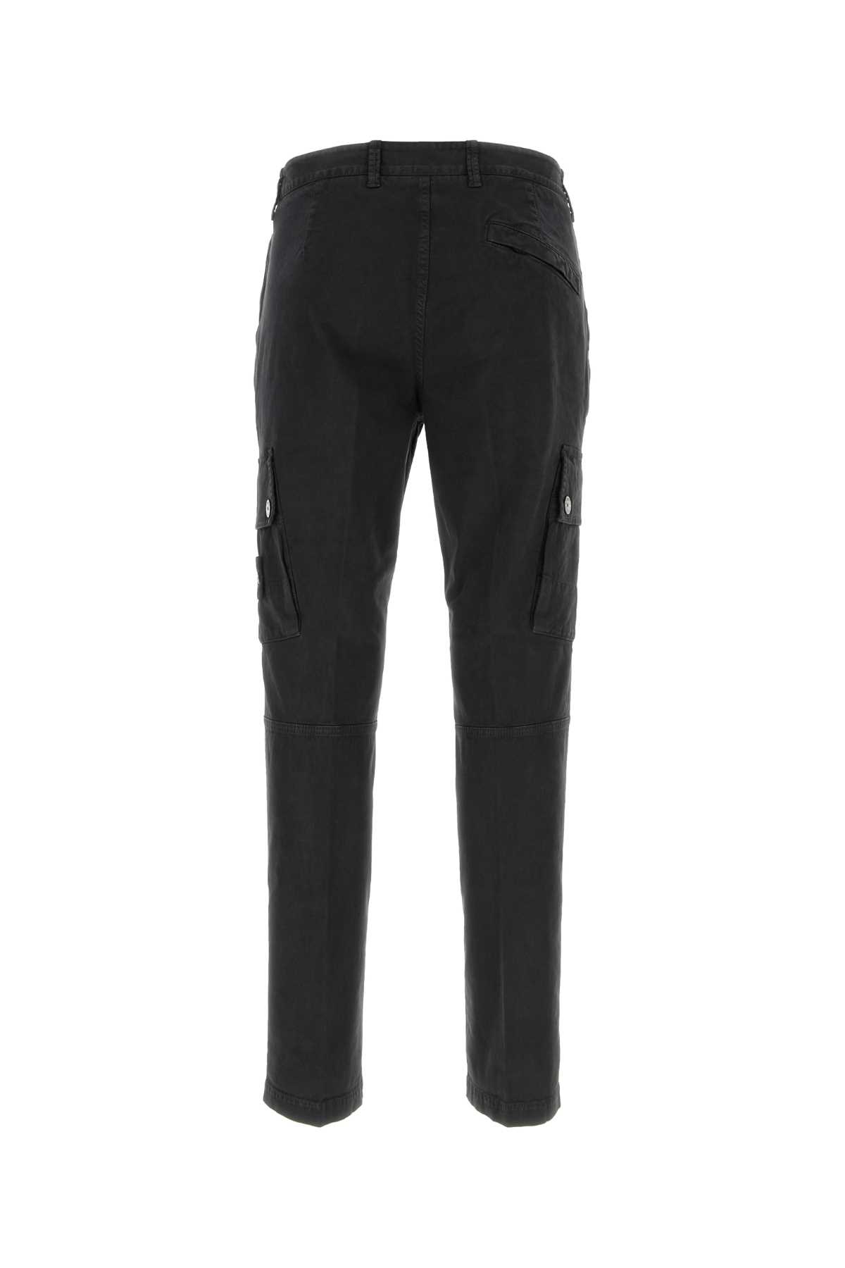 Shop Stone Island Black Stretch Cotton Cargo Pant