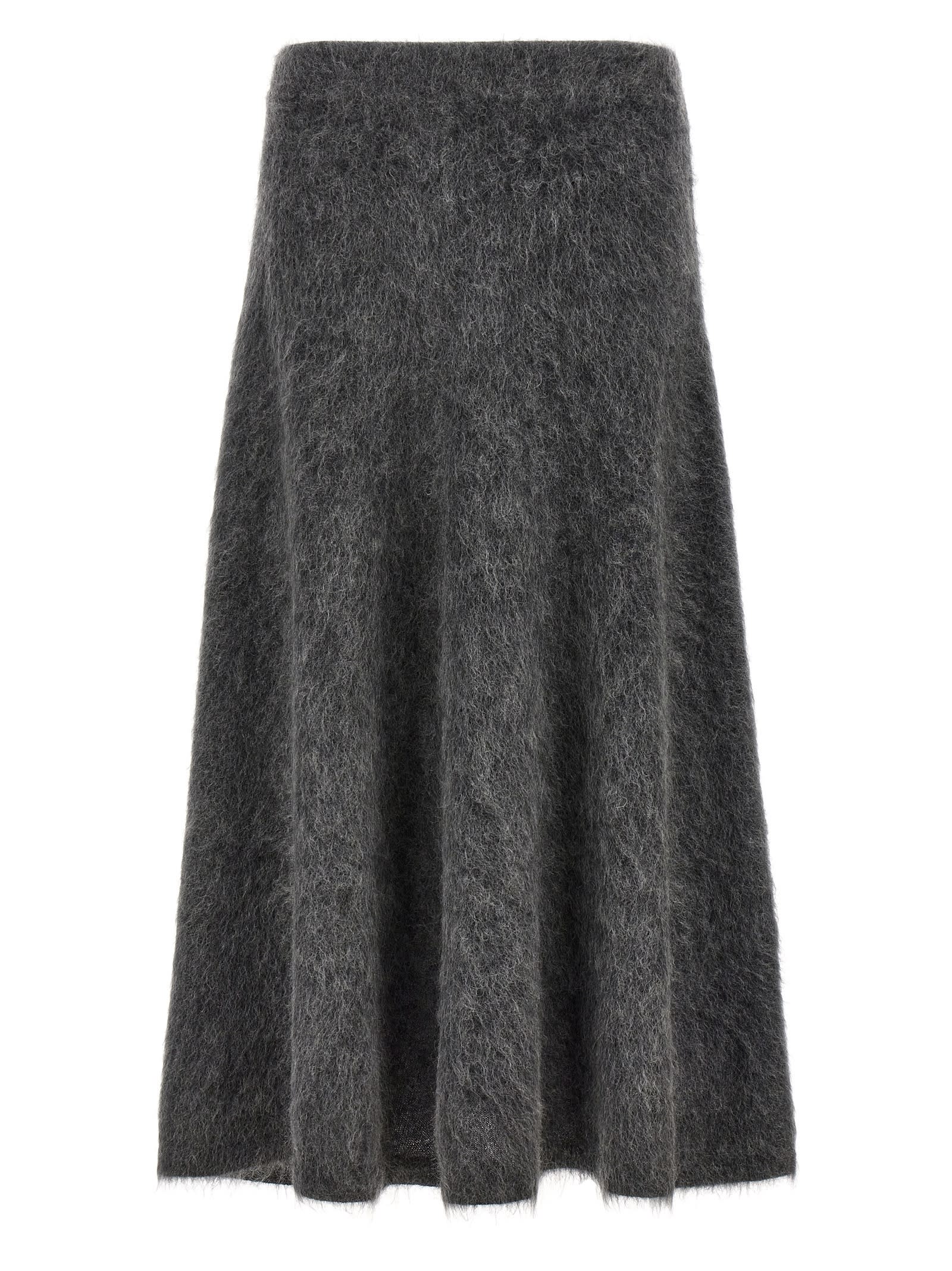 Shop Brunello Cucinelli Mohair Skirt In Gray