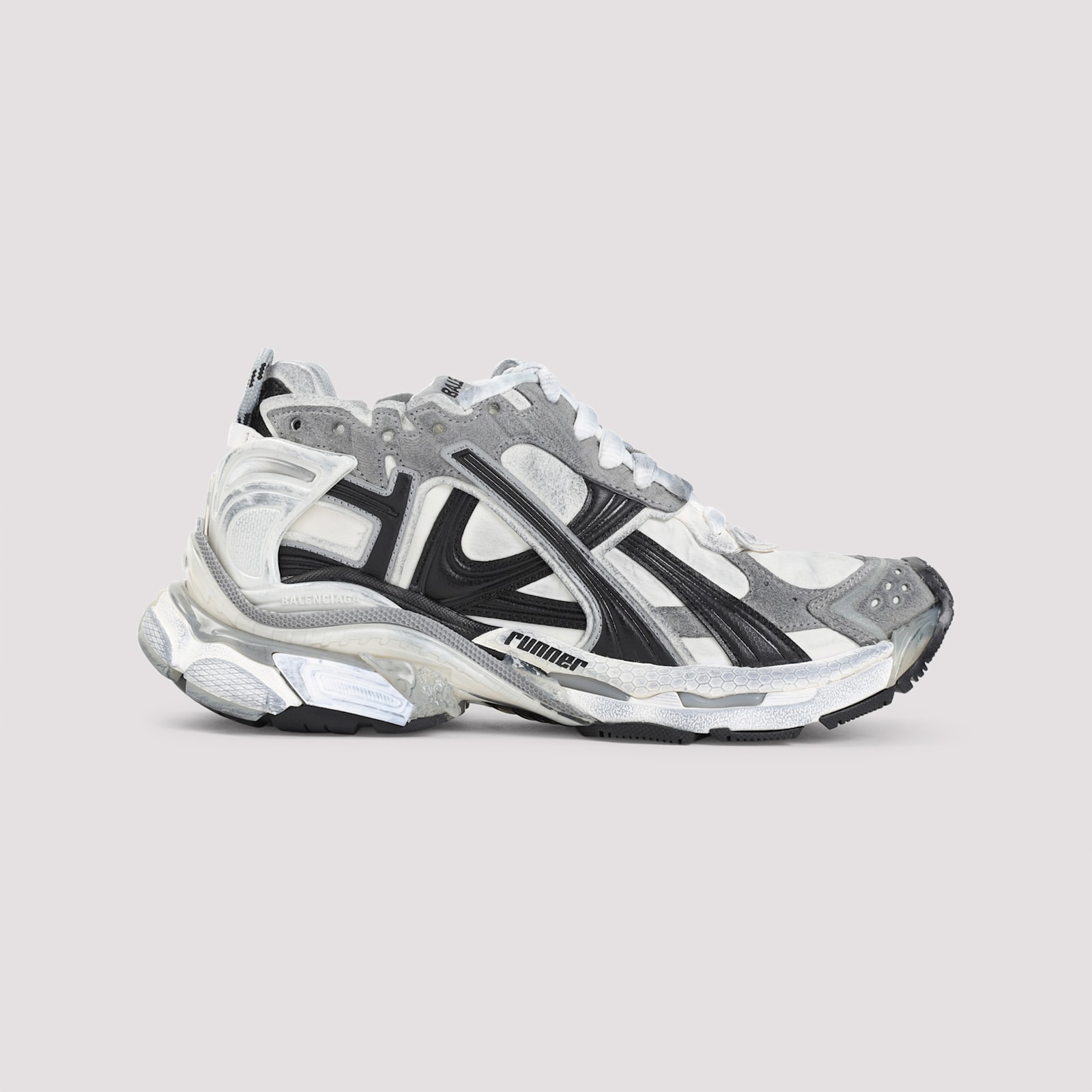 Balenciaga Runner Sneakers With Mesh Panels And Rubber Sole In Black