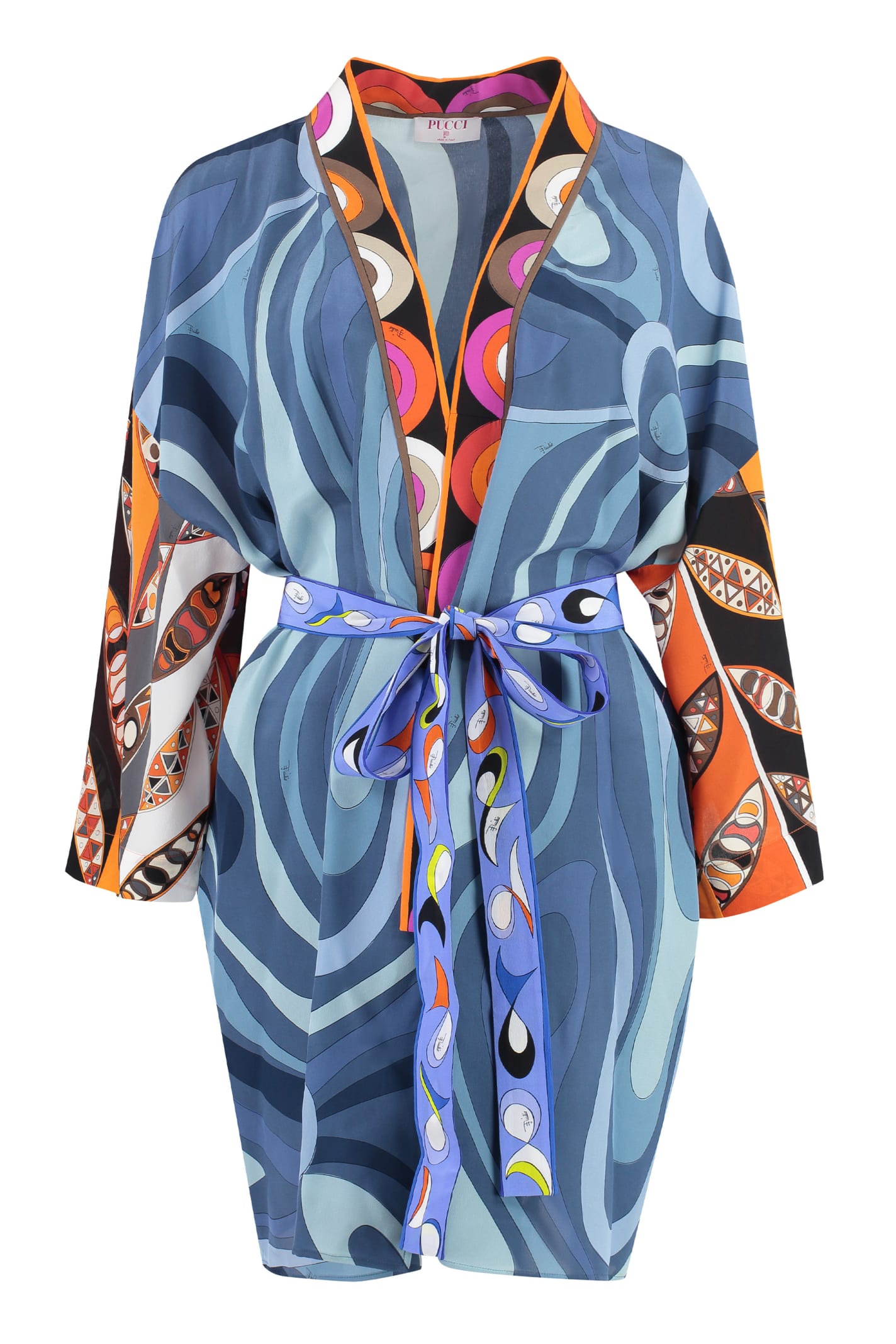 Shop Emilio Pucci Printed Silk Night Gown In Blue