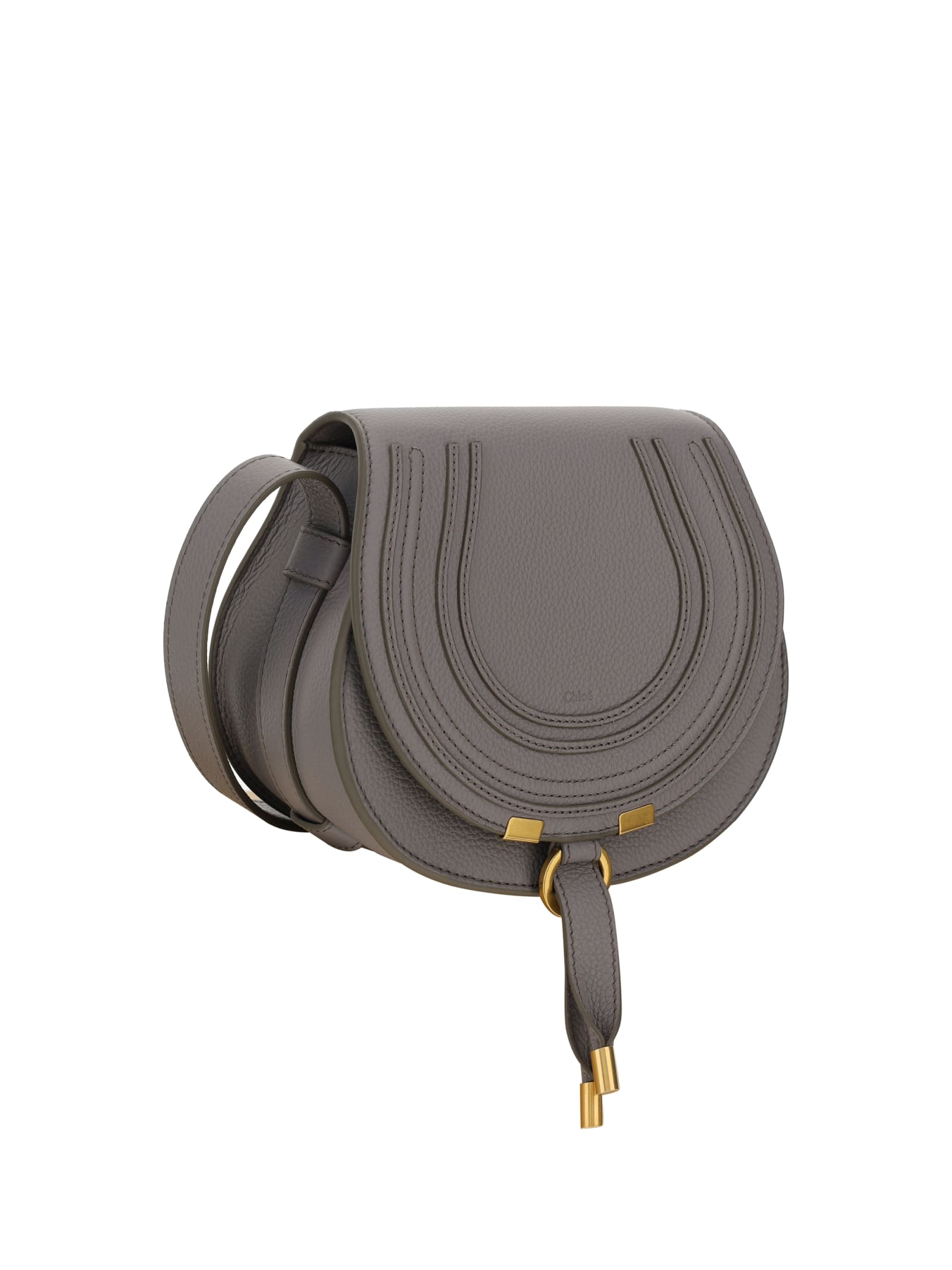 Shop Chloé Marcie Shoulder Bag In Cashmere Grey