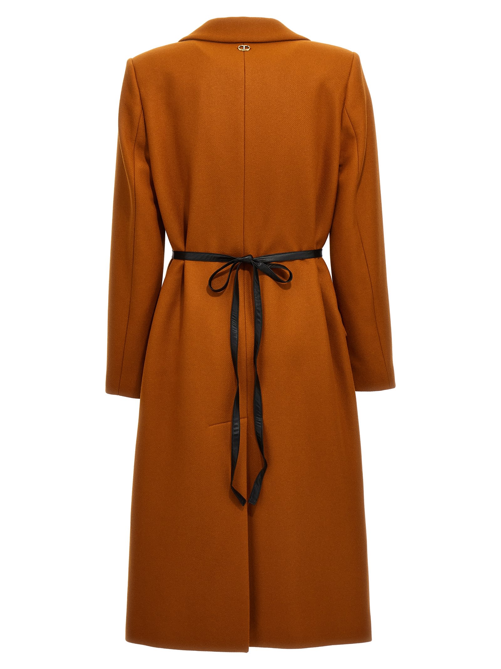 Shop Twinset Long Single Breast Coat In Orange