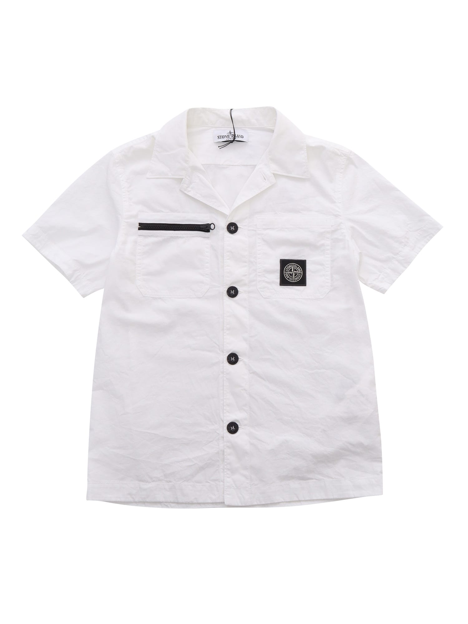 Stone Island Junior Kids' Short Sleeves Shirt In White