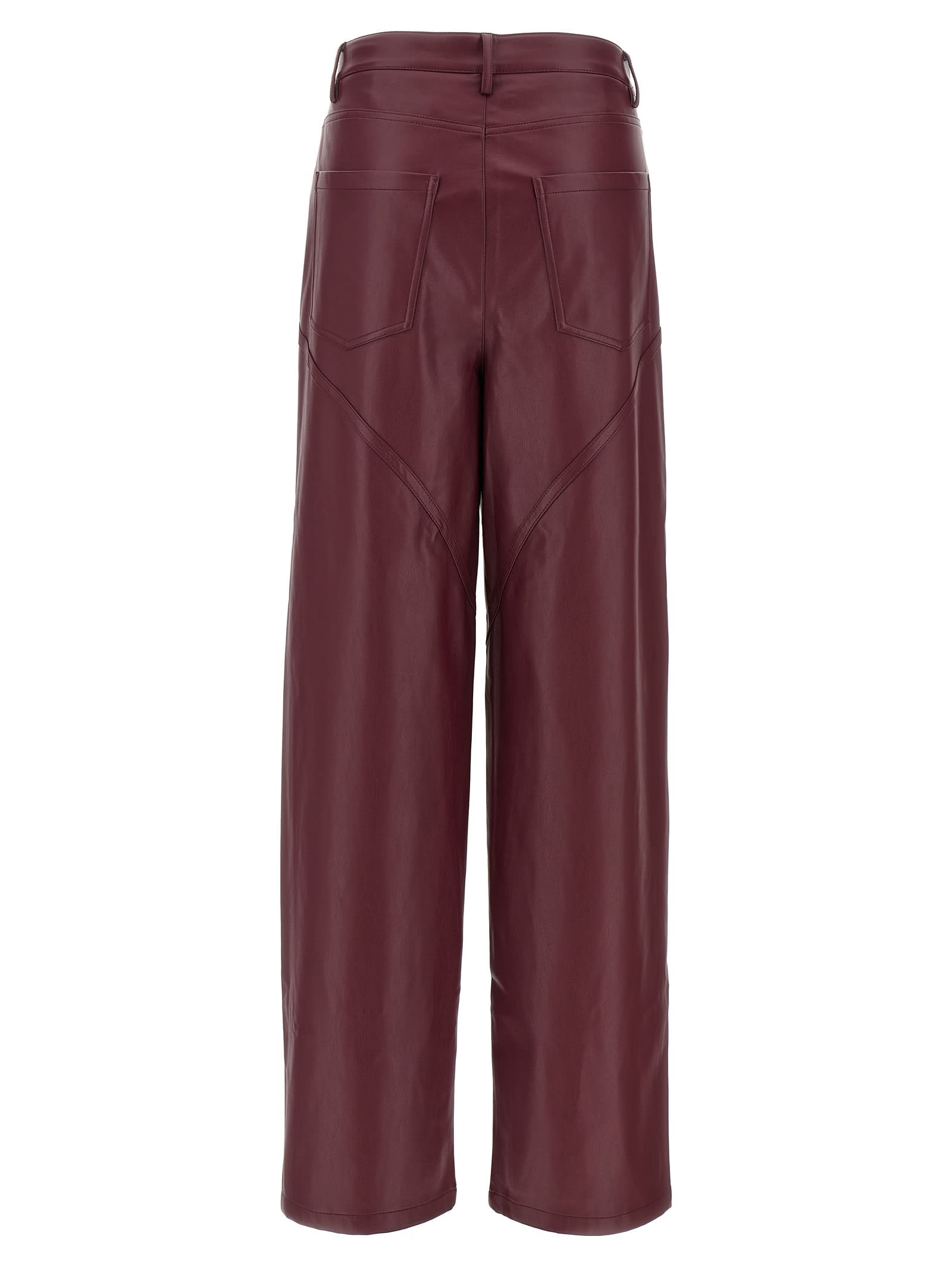 Rotate Birger Christensen Mid Waisted Piping Pants In Burgundy