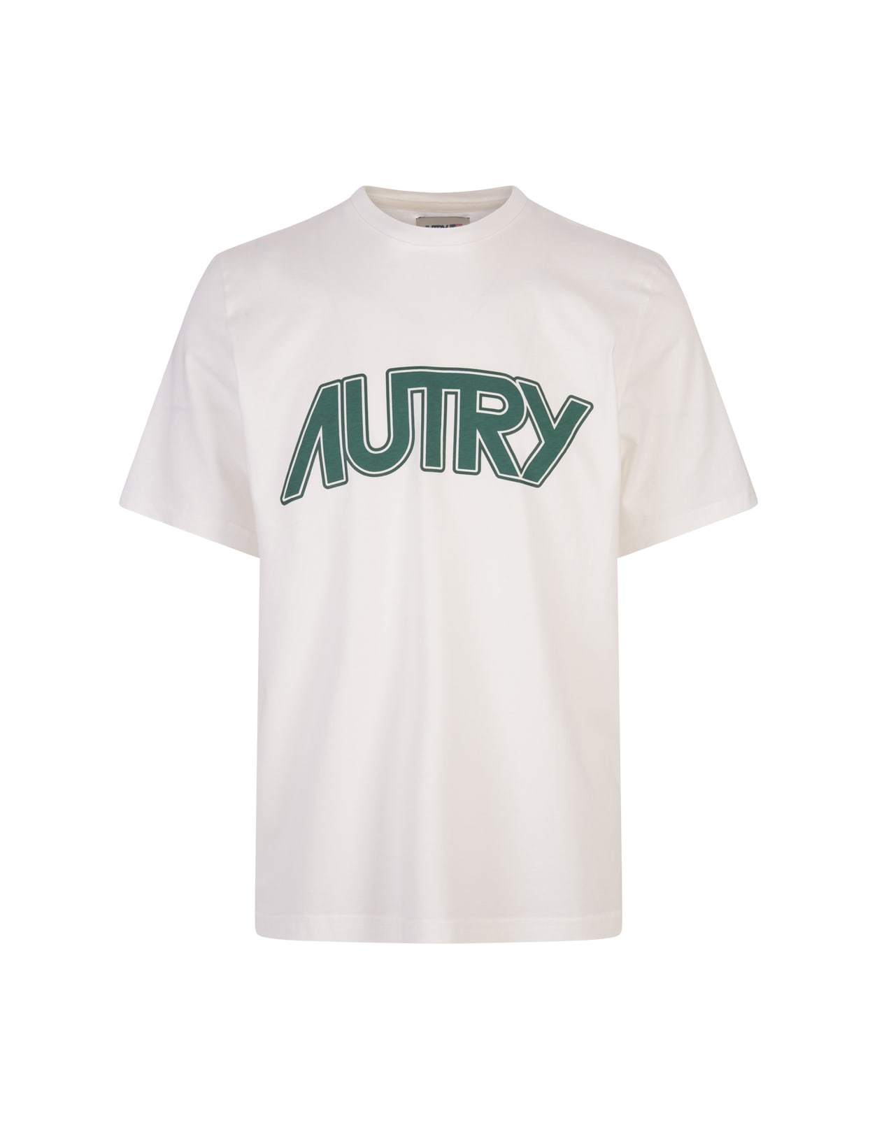 Shop Autry White T-shirt With Green Logo