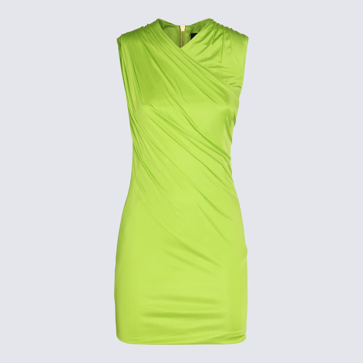 Shop Versace Yellow Viscose Dress In Acid Lime