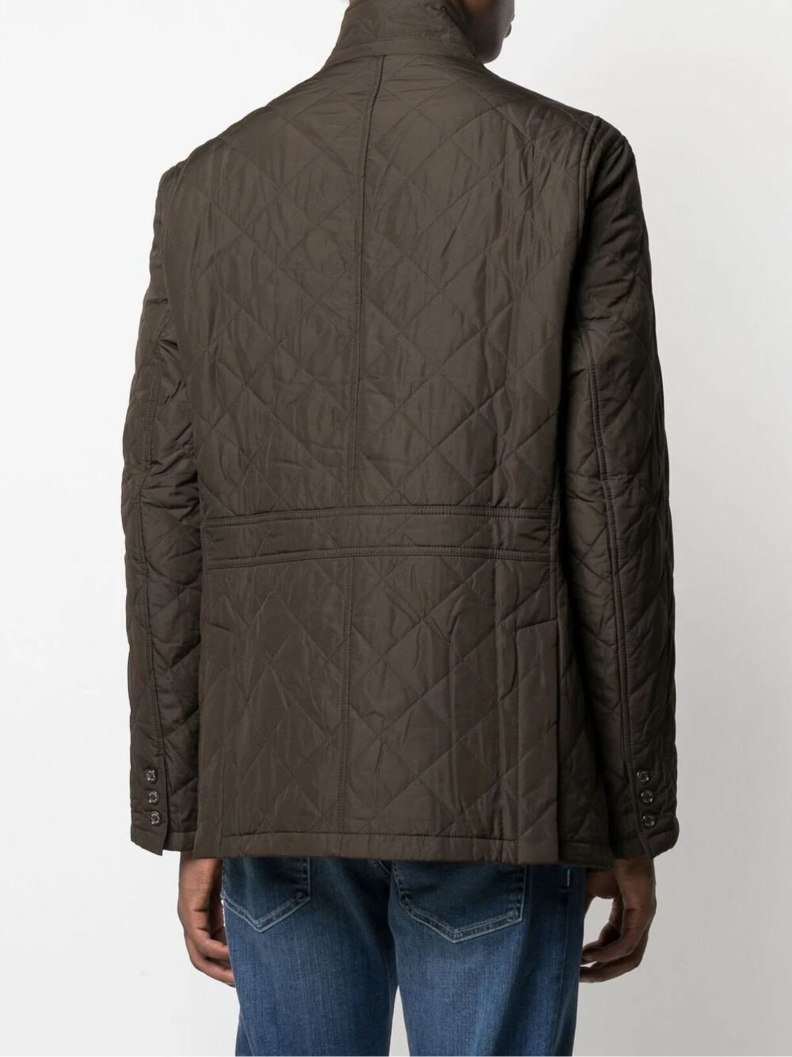 Shop Barbour Brown Lutz Quilted Jacket In Green