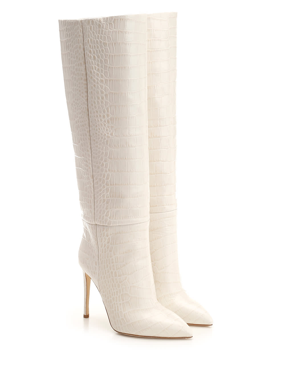 Shop Paris Texas White Crocodile Print Boot In Bianco