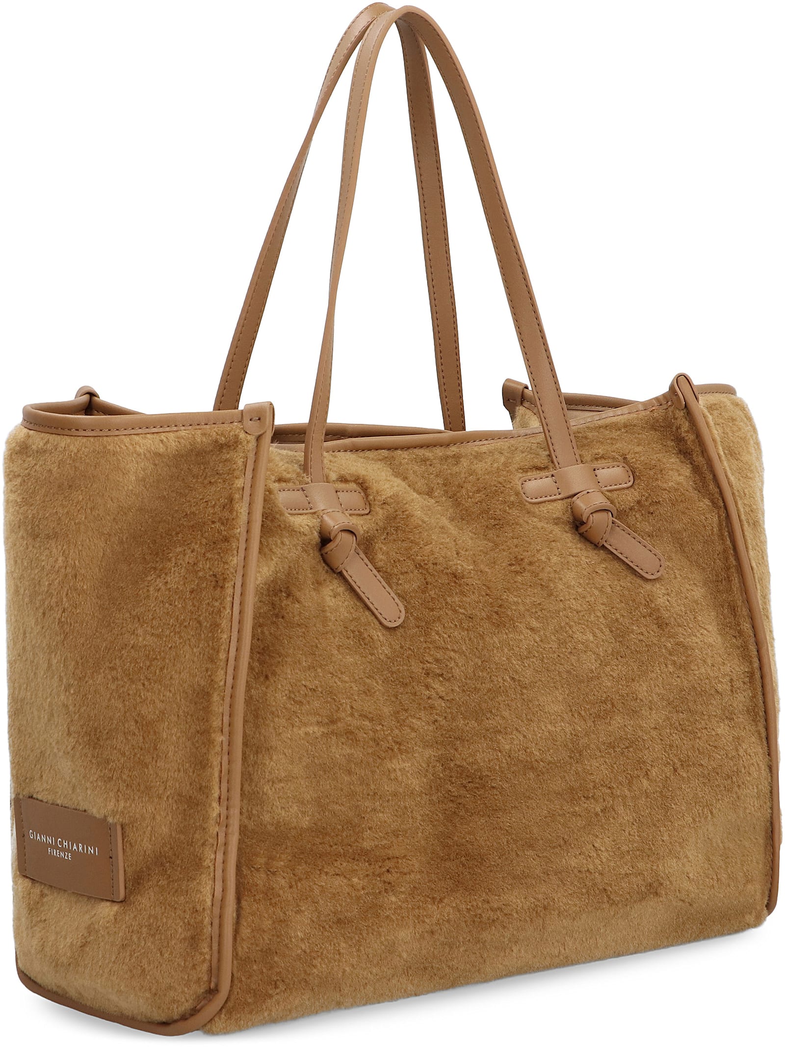 Shop Gianni Chiarini Marcella Faux Fur Tote In Beige