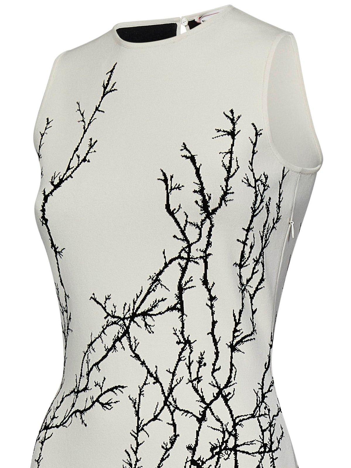 Shop Alexander Mcqueen Thorn Branches Knitted Sleeveless Midi Dress In White