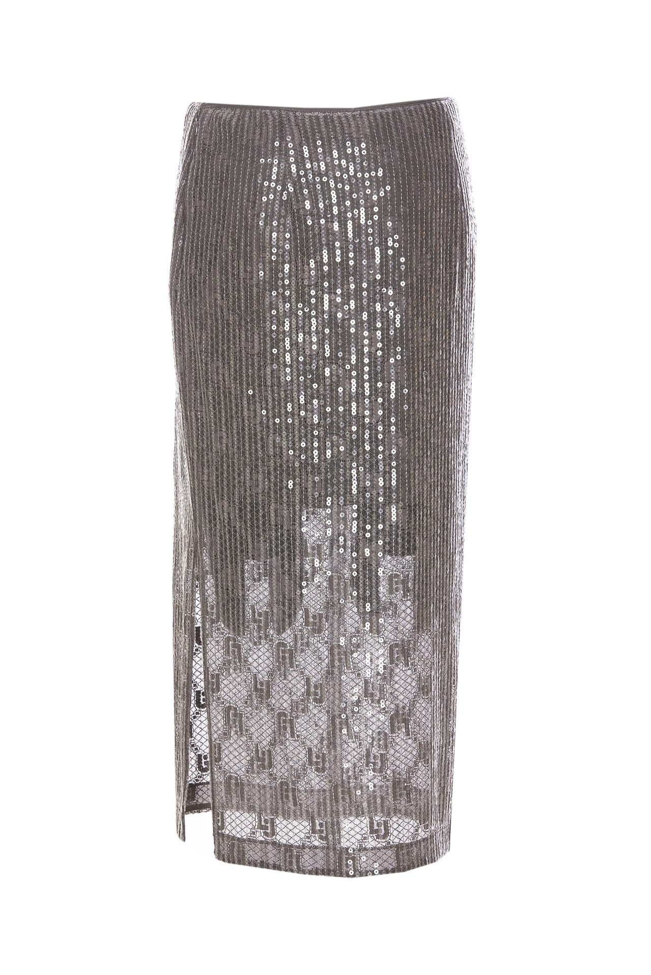 Shop Liu •jo Sequins Skirt In Grey